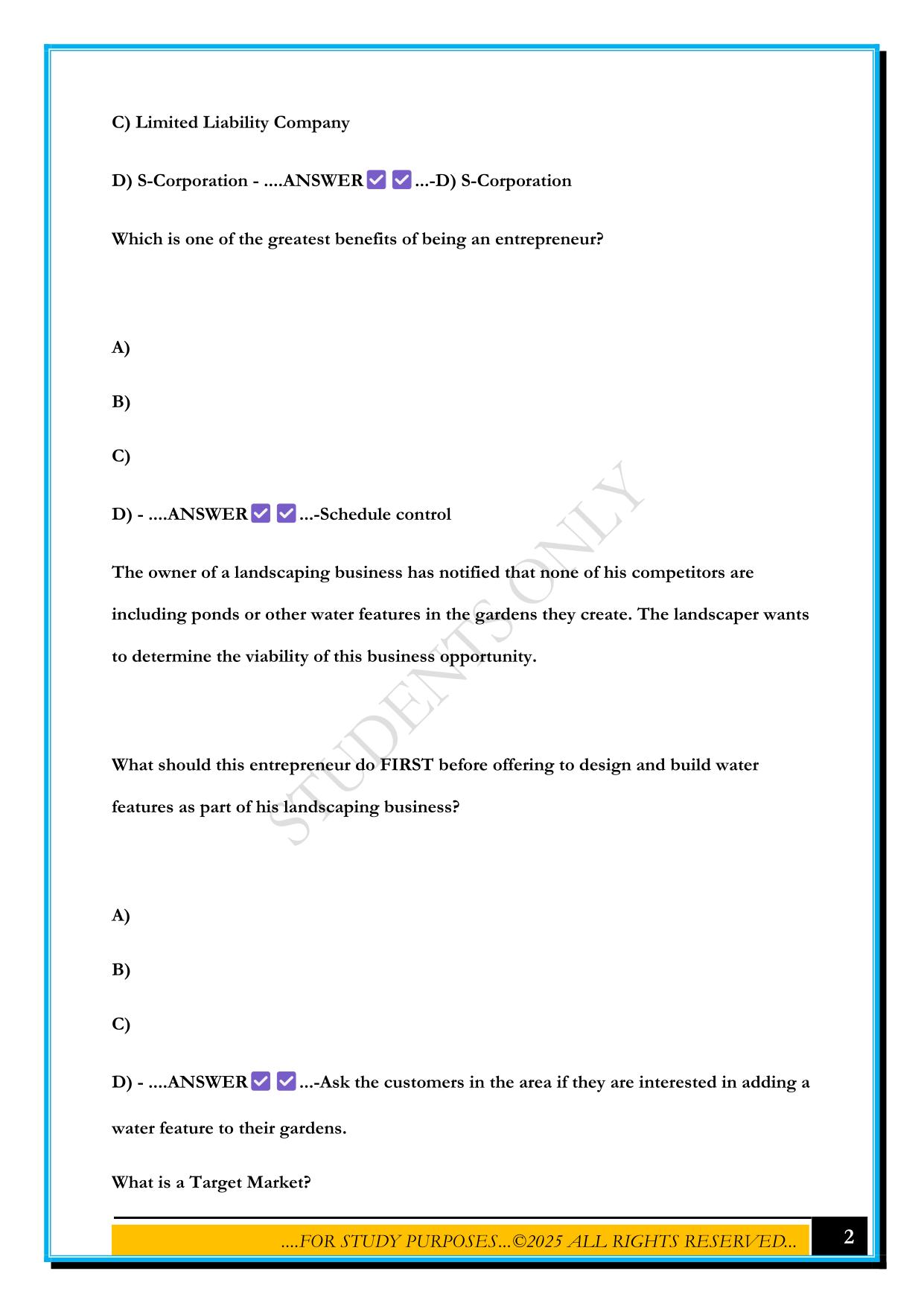 ESB EXAM ONE (GMETRIX) 2025 QUESTIONS AND ANSWERS