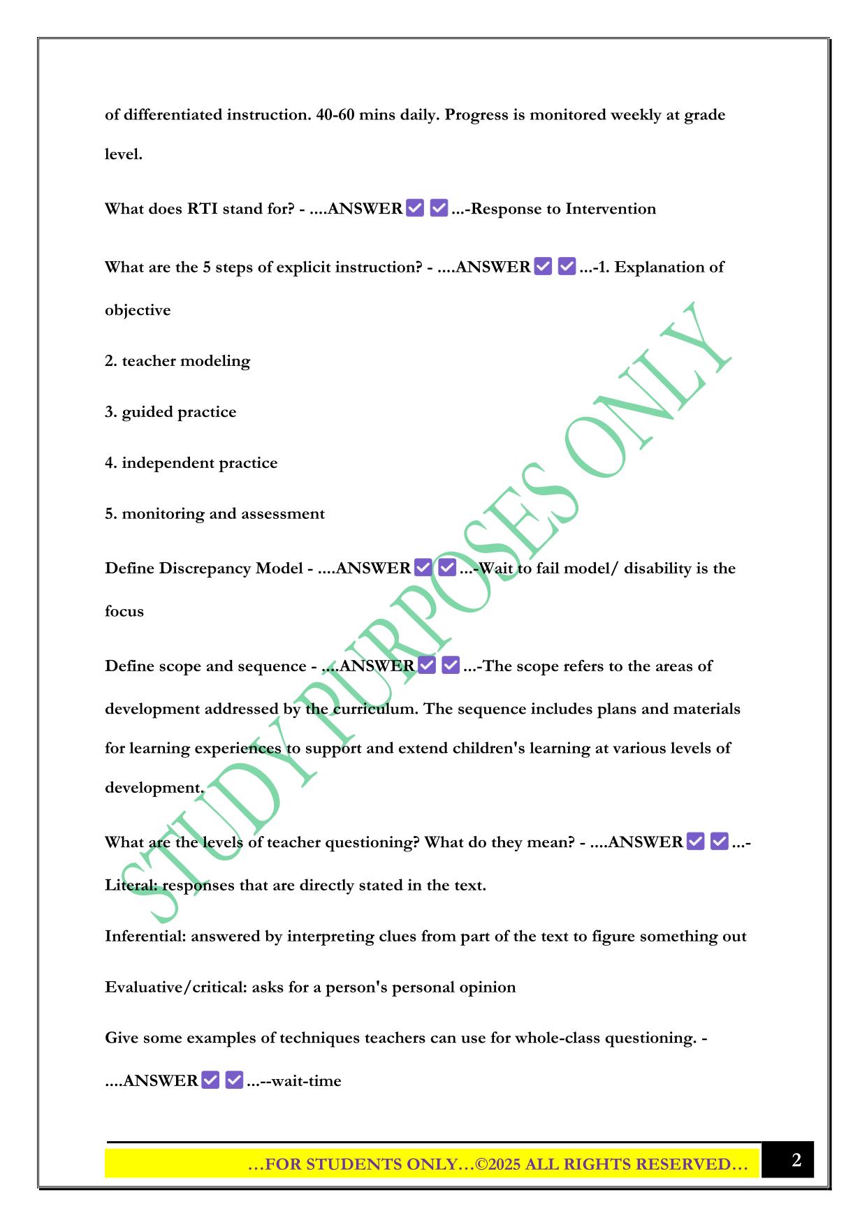 ELED 3100 Final Exam 2025 Questions and Answers