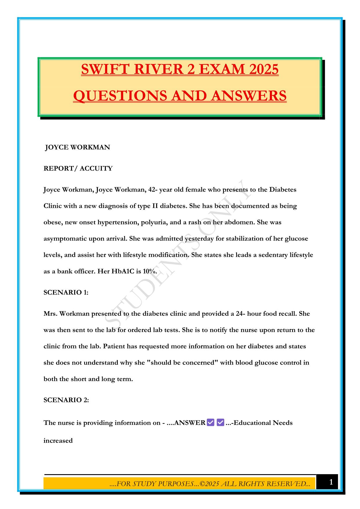 SWIFT RIVER 2 EXAM 2025 QUESTIONS AND ANSWERS