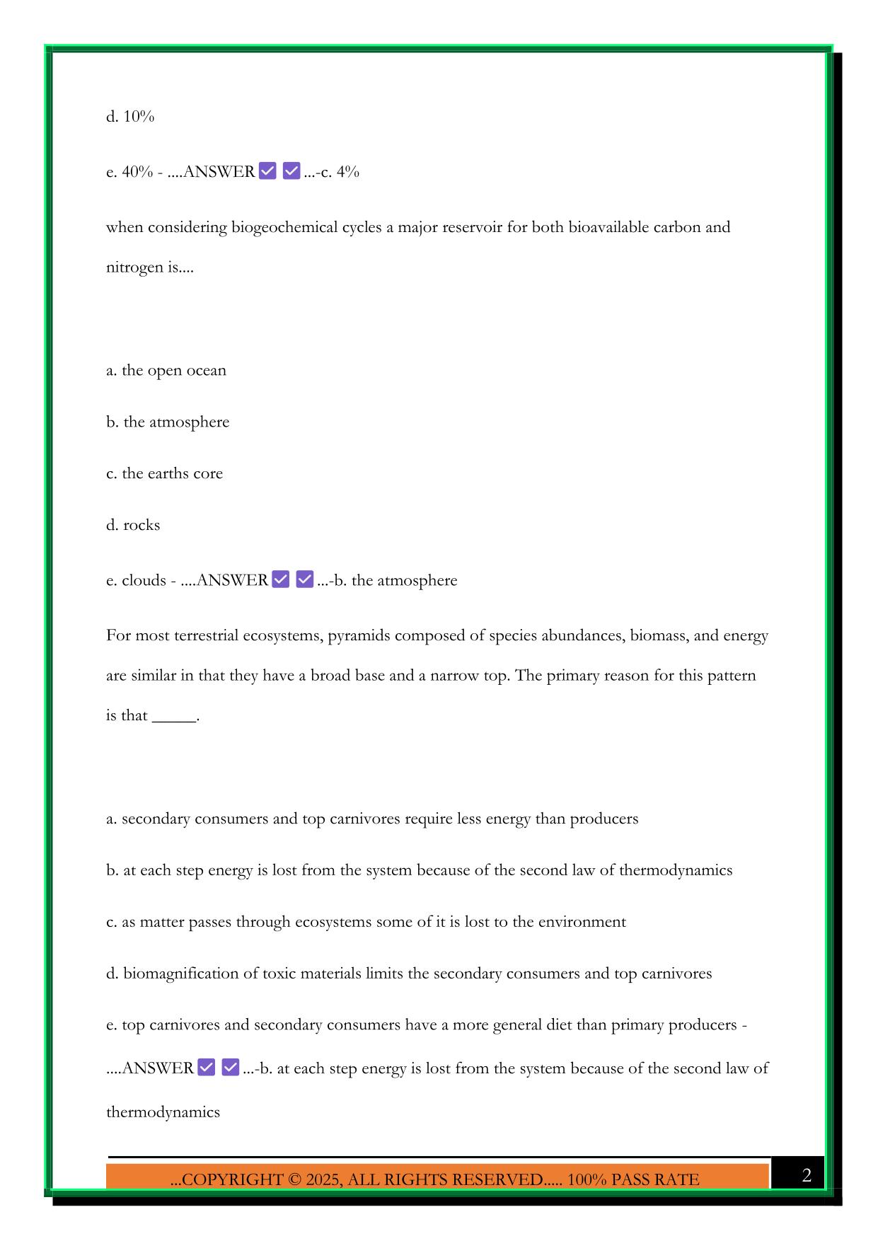 BIO 100 EXAM 1 2025 QUESTIONS AND ANSWERS
