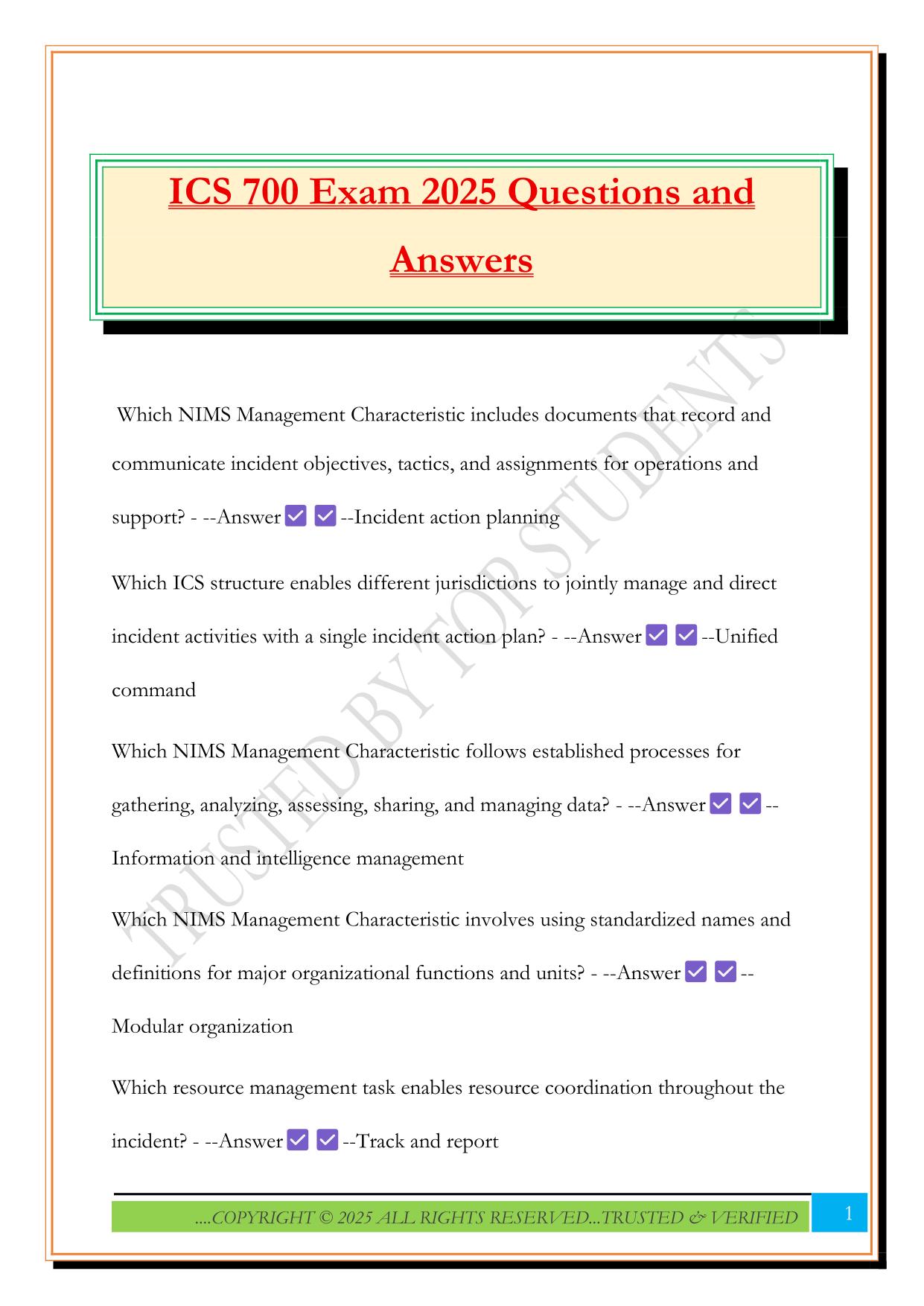 ICS 700 Exam 2025 Questions and Answers
