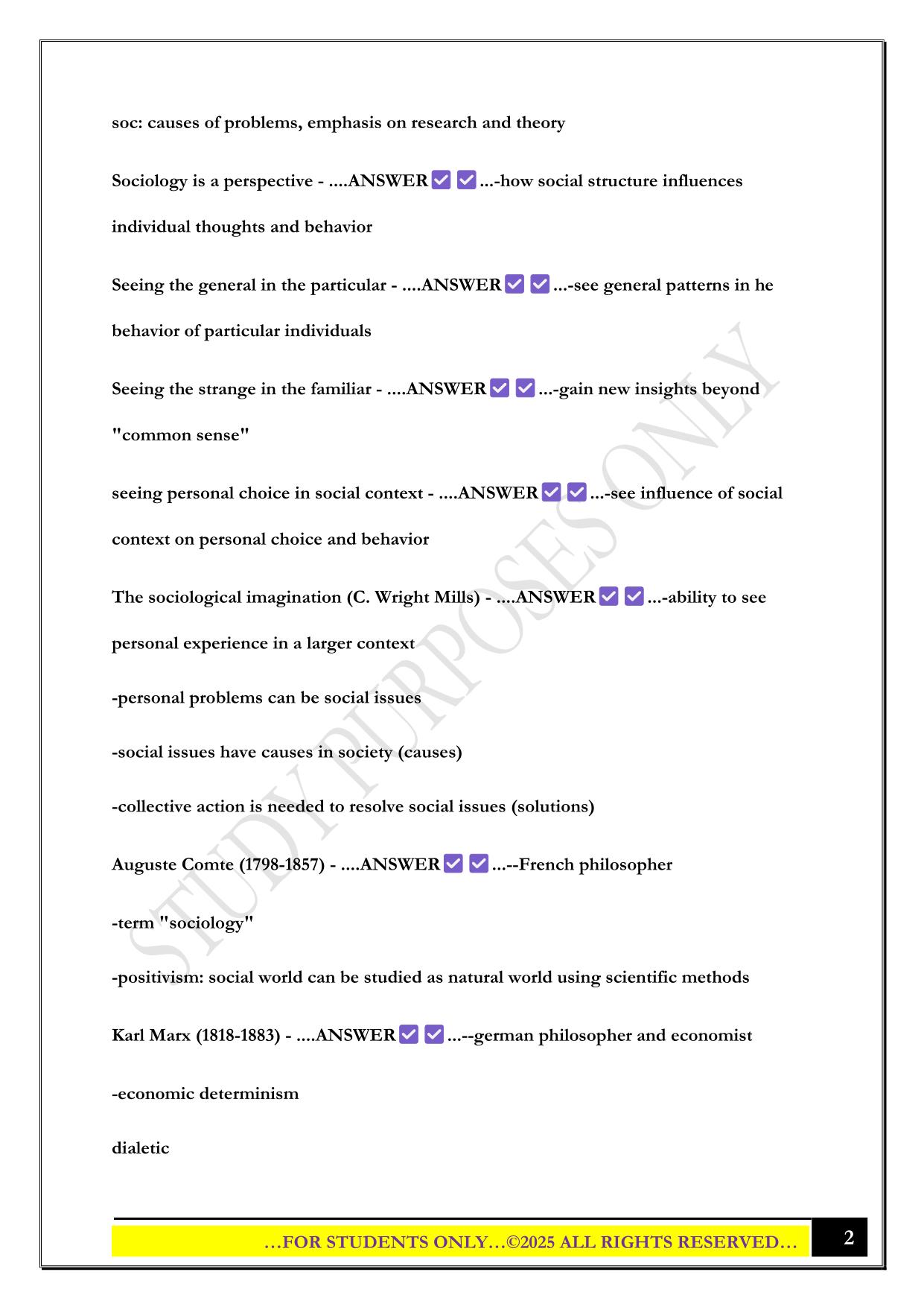 IUPUI soc exam 1 2025 Questions and Answers