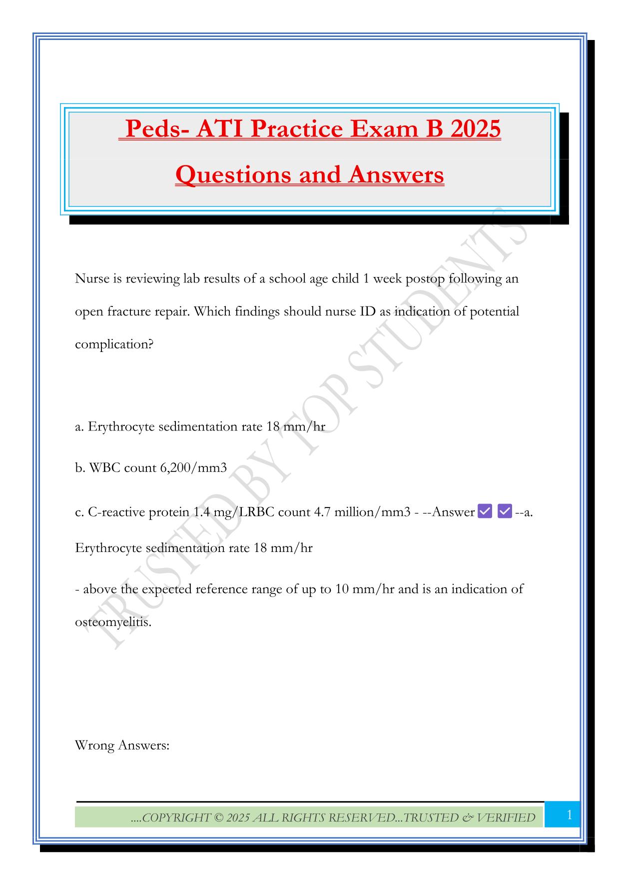 ATI Pediatric Fall 2025 Bundled Exams Questions and Answers |100% Pass |Verified and Updated