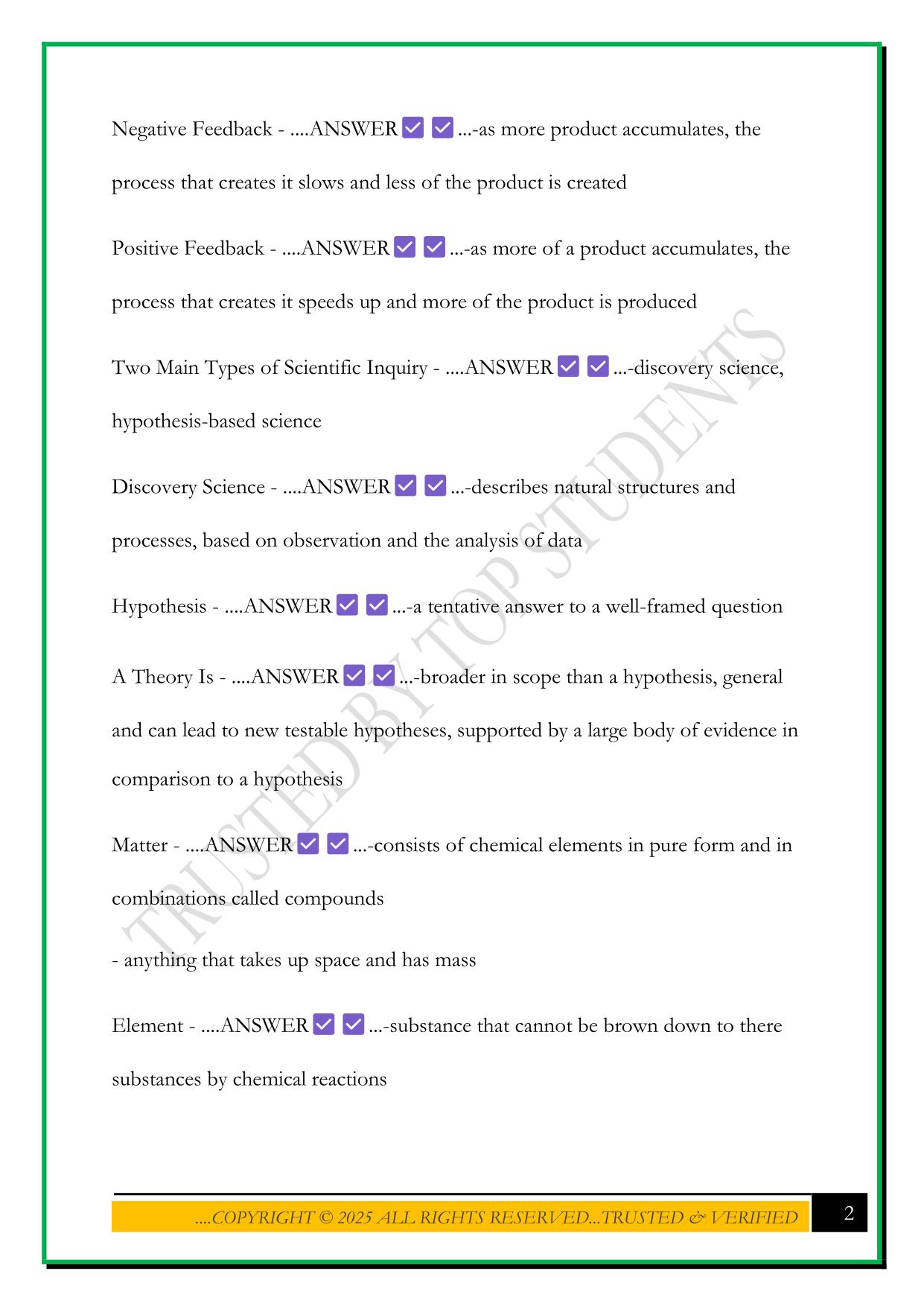 BIO 201 EXAM 1 (FRAMPTON, UNCW) 2025 QUESTIONS AND ANSWERS