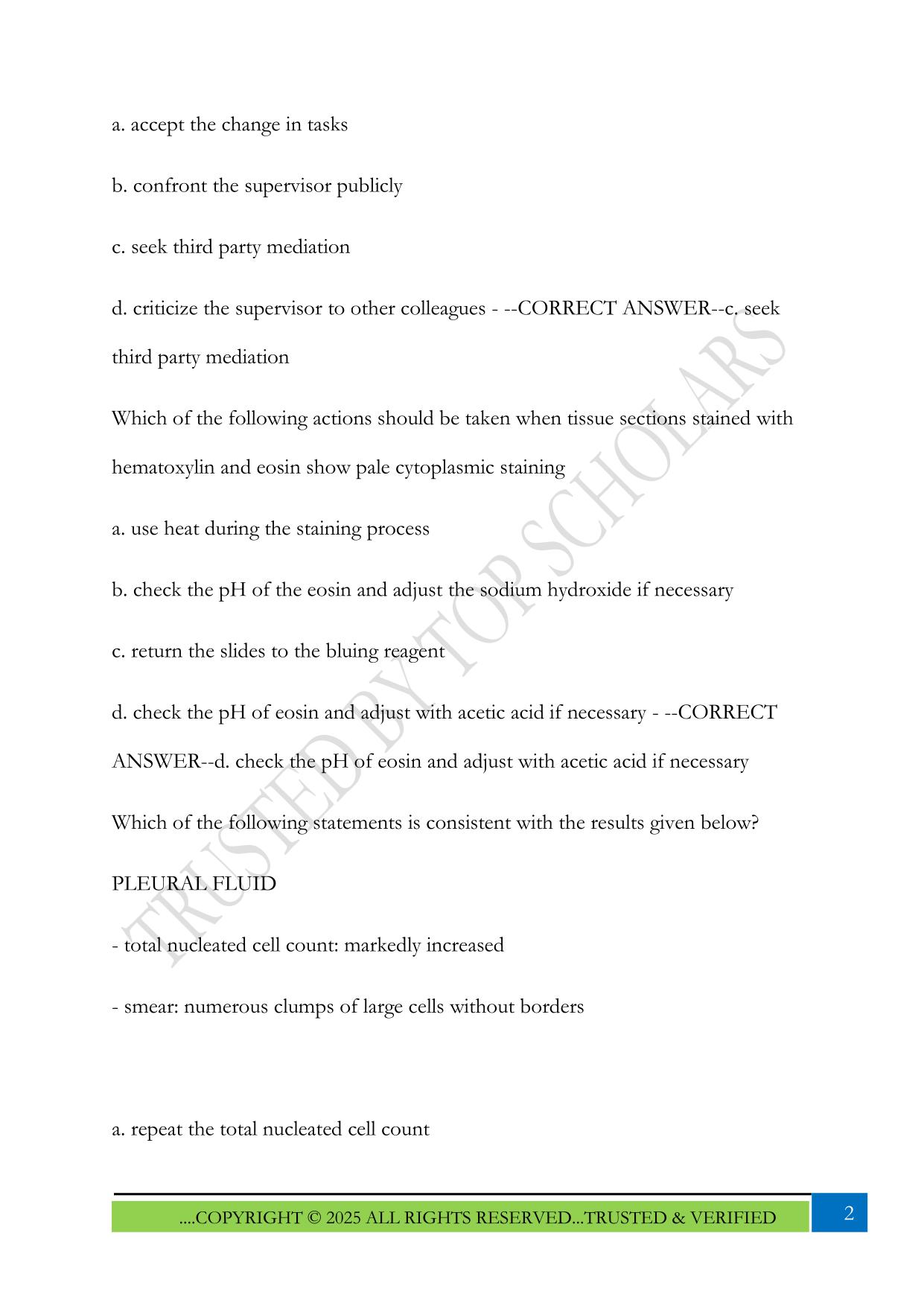 CSMLS practice questions with Answers