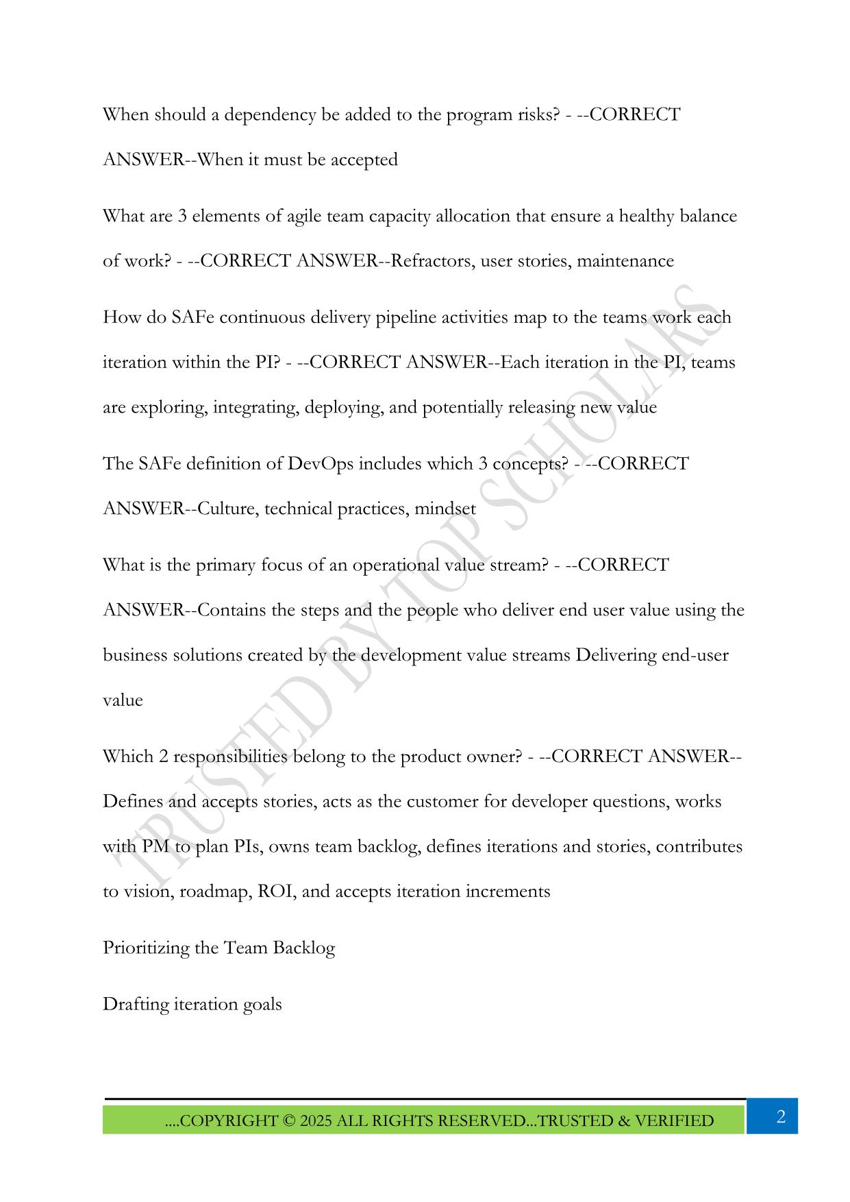 SAFe – POPM Exam 2025 Questions and Answers