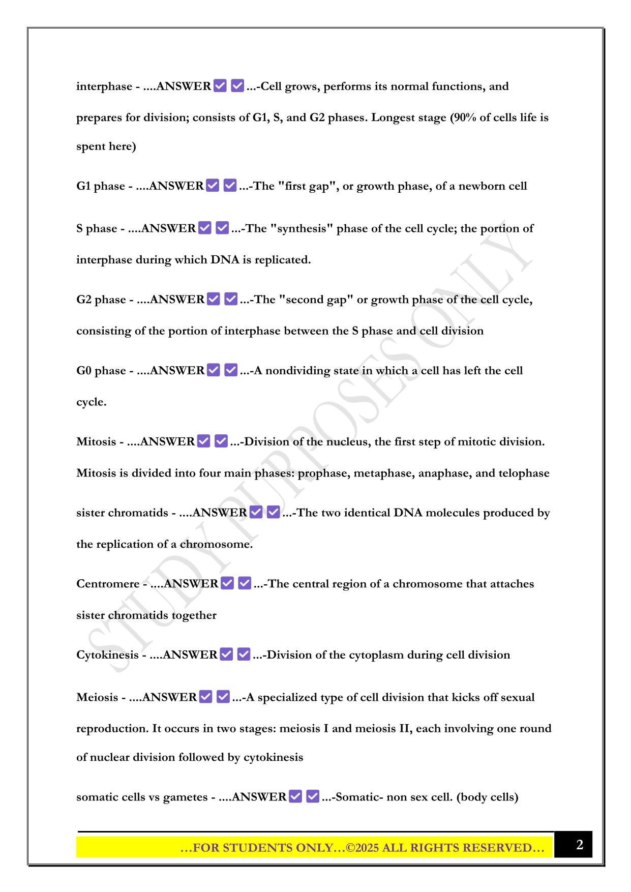 Bio 100 Exam 2 2025 Questions and Answers