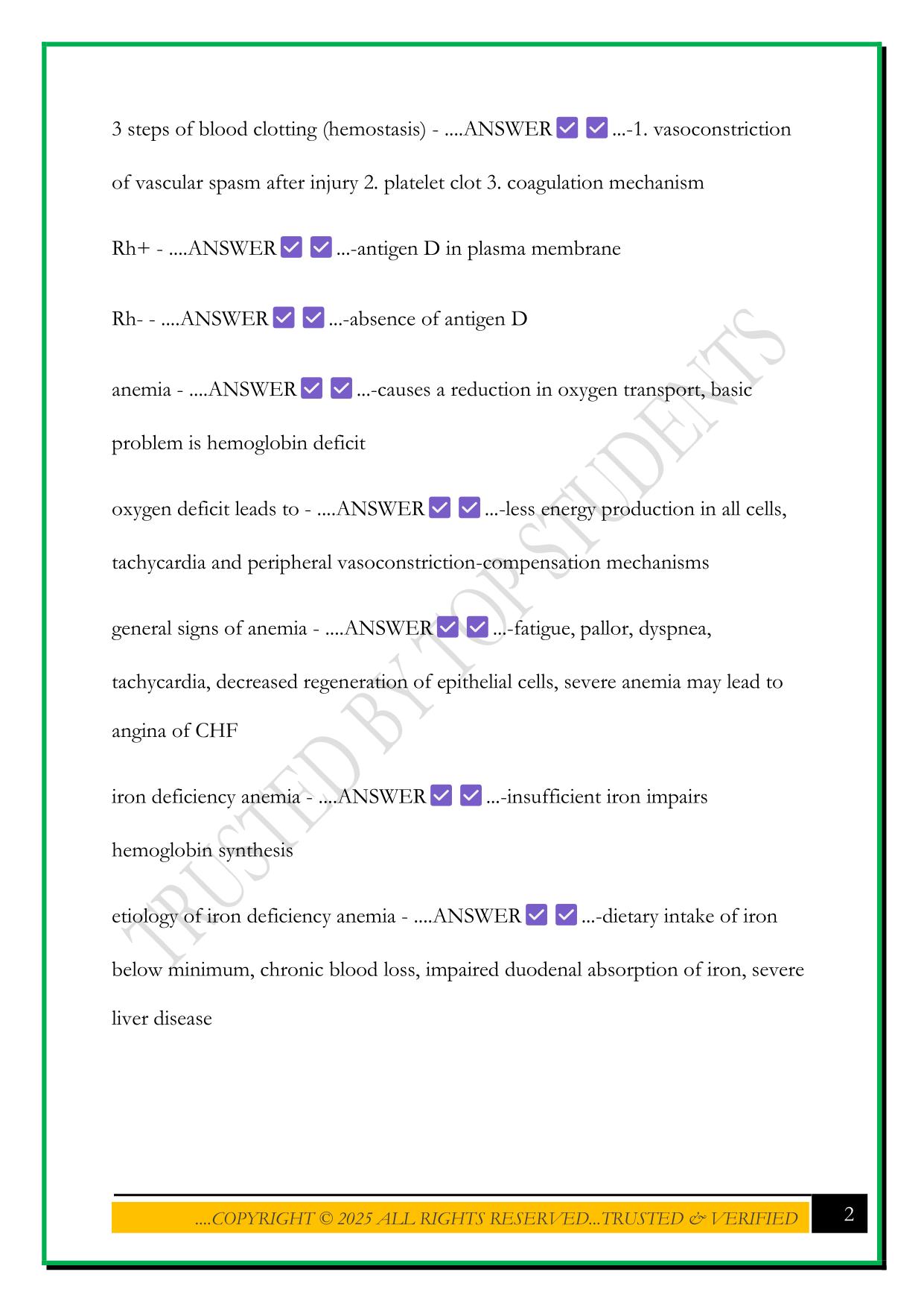 NR 283 PATHOPHYSIOLOGY EXAM 2 2025 QUESTIONS AND ANSWERS