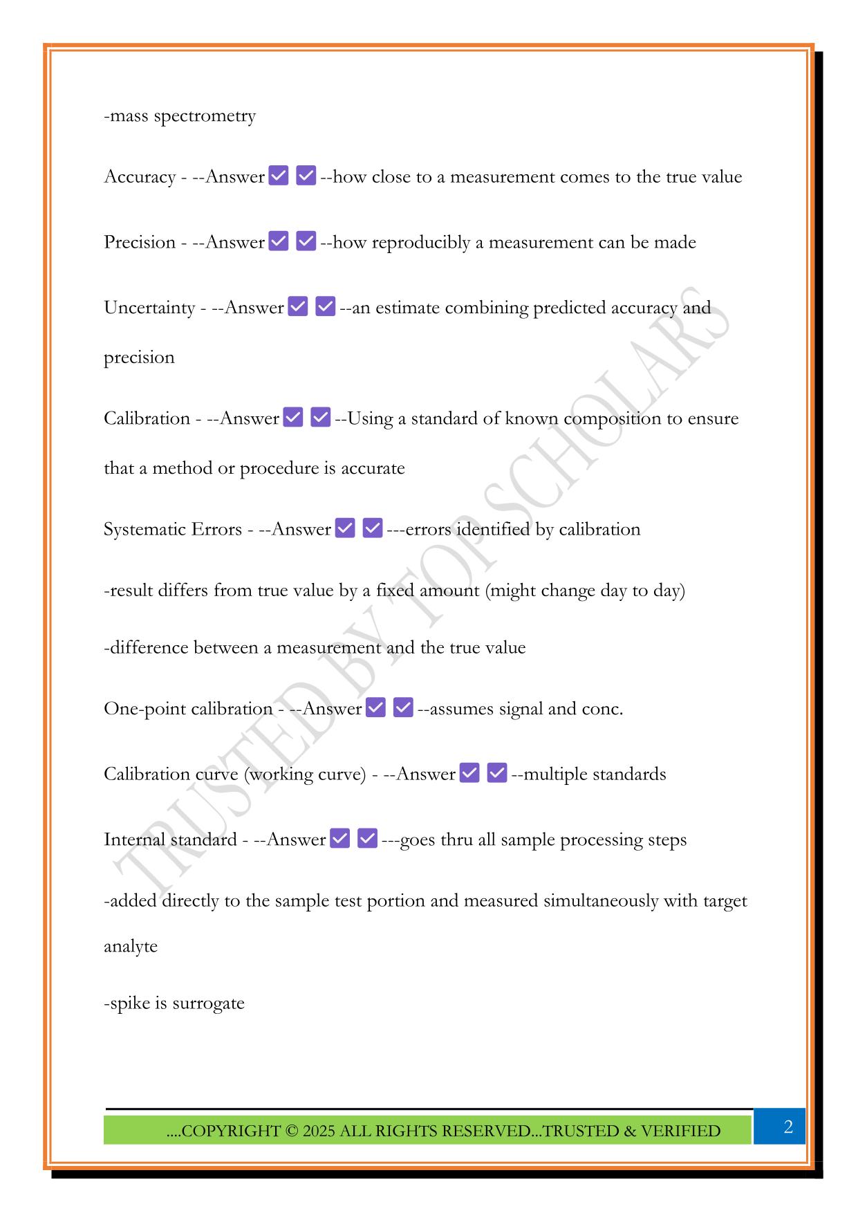 Analytical Chemistry Exam 1 2025 Questions and Answers