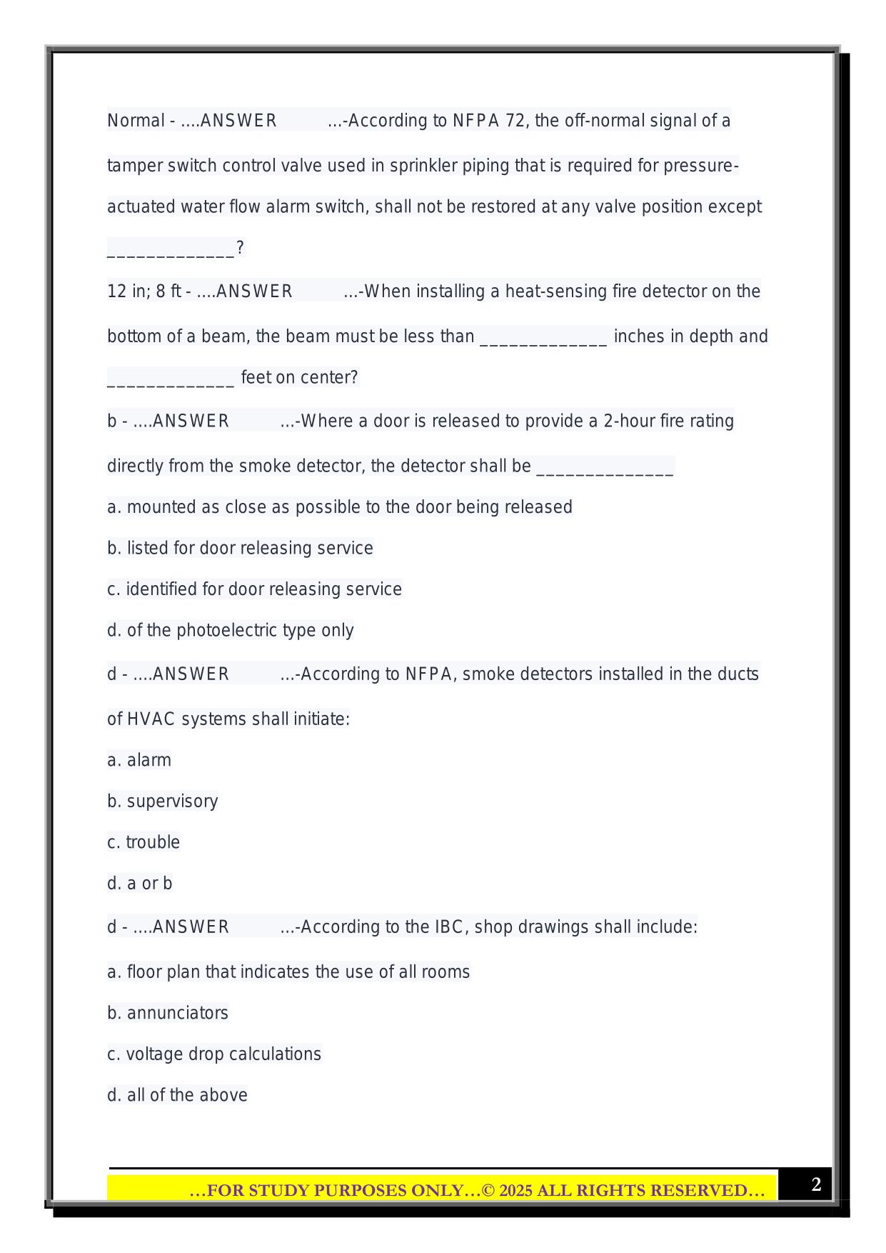 NICET - Fire Alarm Systems (Level 2) Exam 2025 Questions and Answers