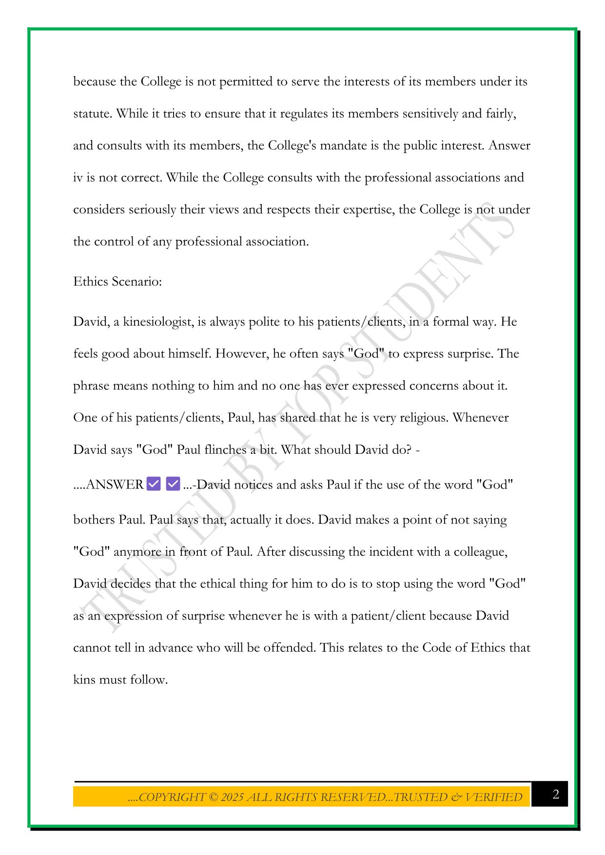 COKO PROFESSIONAL PRACTICE SAMPLE EXAM QUESTIONS AND ANSWERS