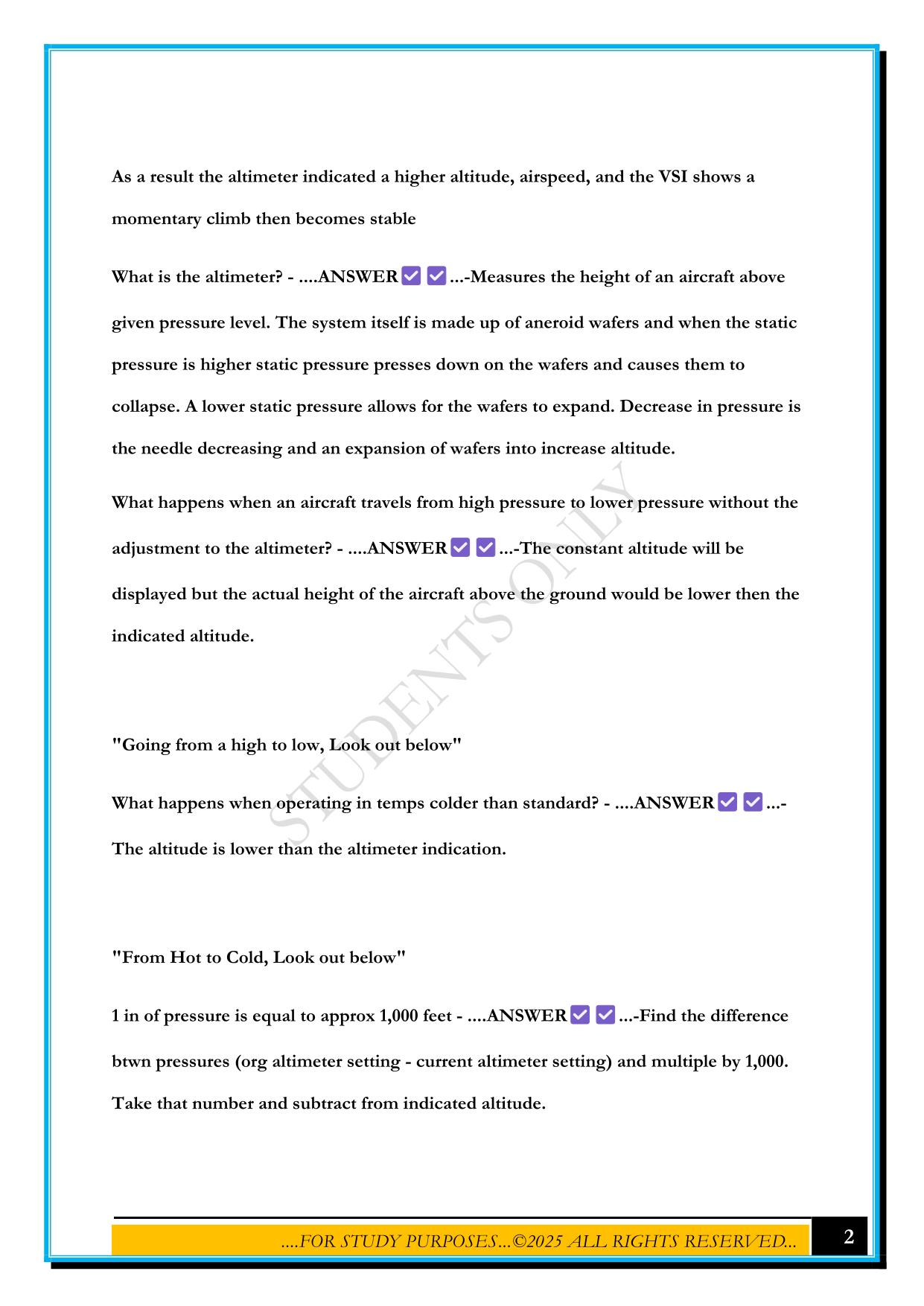 GROUND SCHOOL EXAM #2 2025 QUESTIONS AND ANSWERS