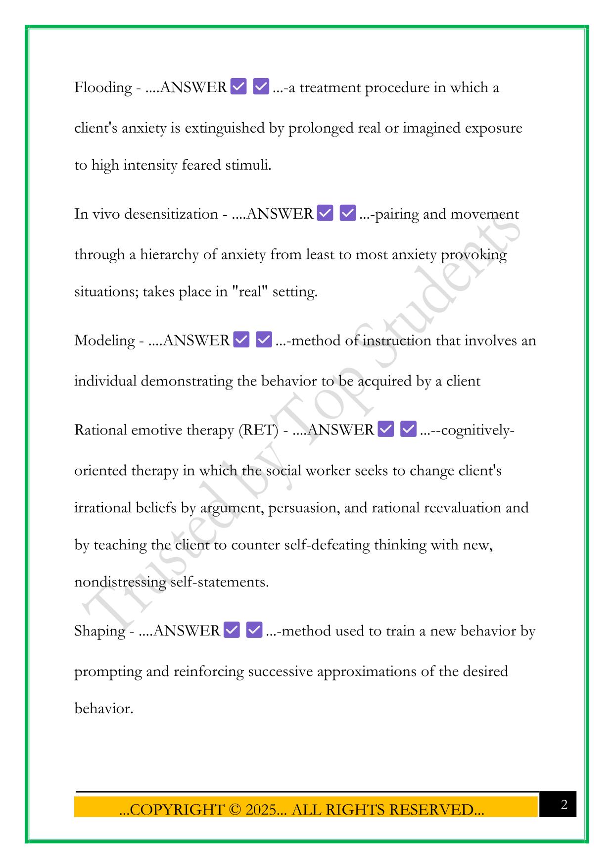 ASWB MSW EXAM VOCAB 2025 QUESTIONS AND ANSWERS