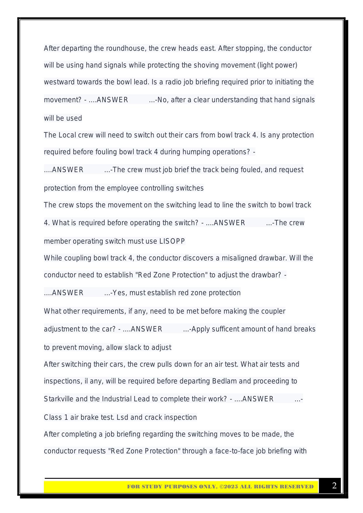 Jakes UNION PACIFIC test 2025 Questions and Answer