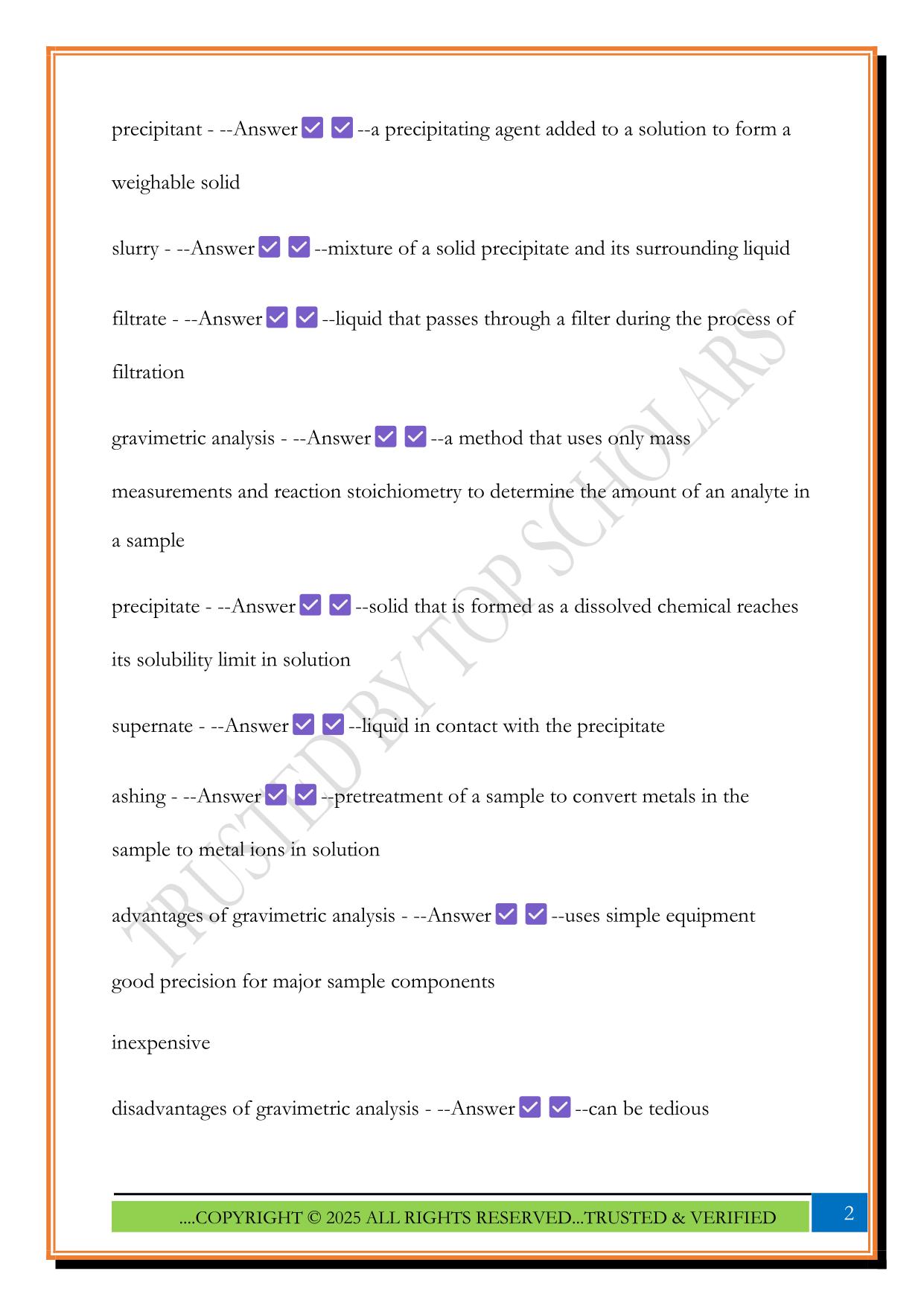 Analytical Chemistry Exam 2 2025 Questions and Answers