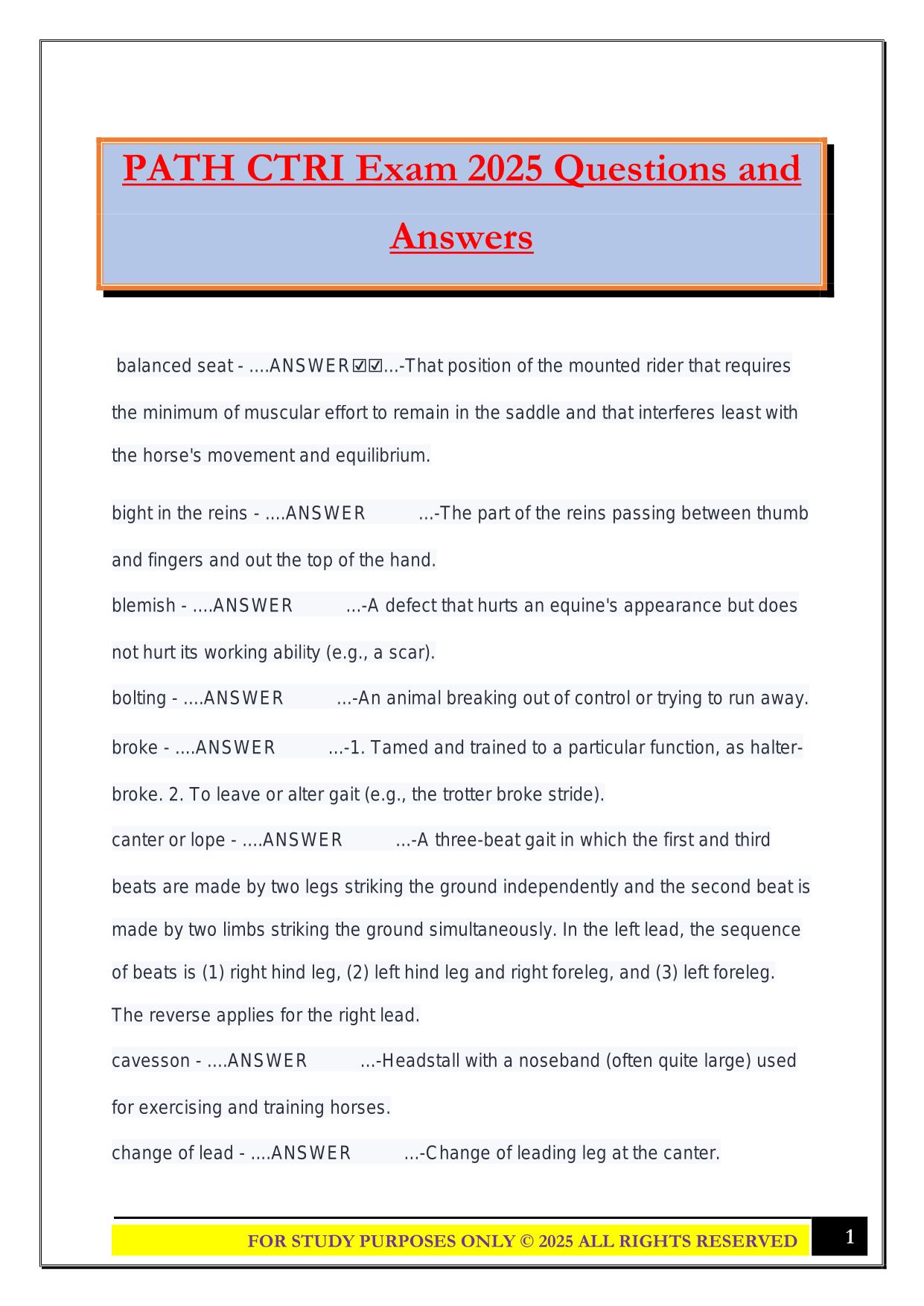 PATH CTRI Exam 2025 Questions and Answers