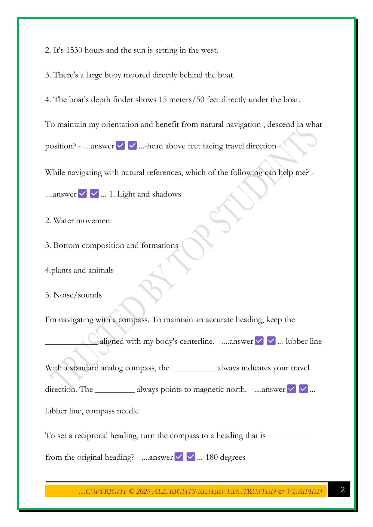 ADVANCED OPEN WATER DIVER EXAM 2025 QUESTIONS AND ANSWERS