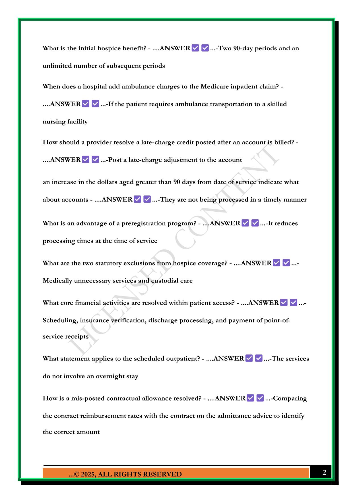 CRCR EXAM MULTIPLE CHOICE, CRCR EXAM PREP, CERTIFIED REVENUE CYCLE REPRESENTATIVE - CRCR (2025) QUESTIONS AND ANSWERS