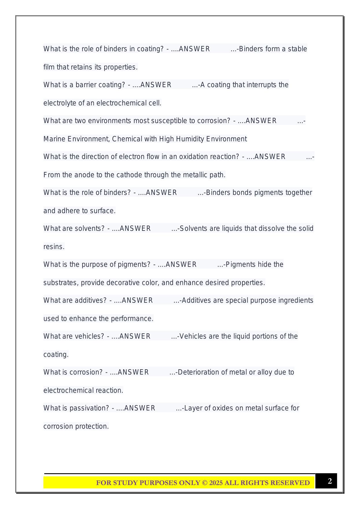AMPP CIP LEVEL 1 - Basic Coating Inspector Theory Exam 2025 Questions and Answers