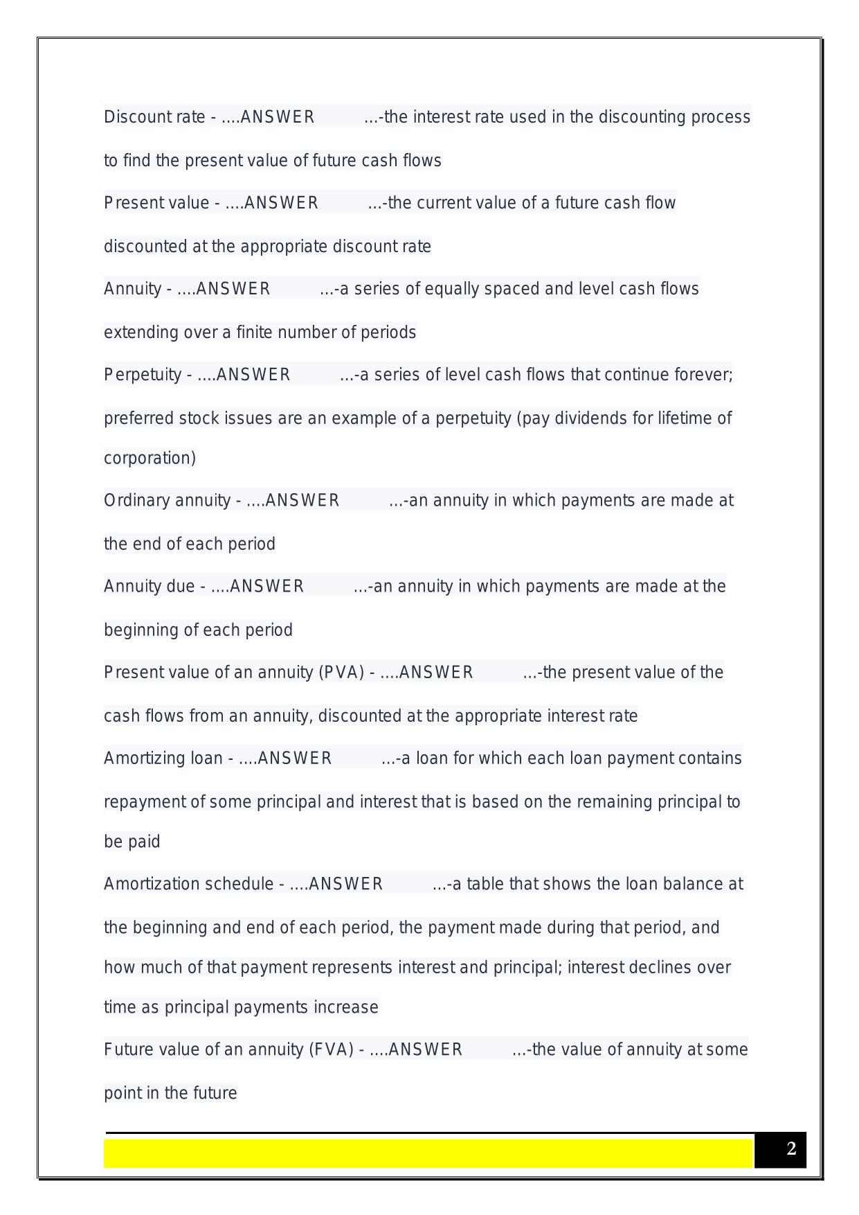 FIN 120 Exam 2 2025 Questions and Answers