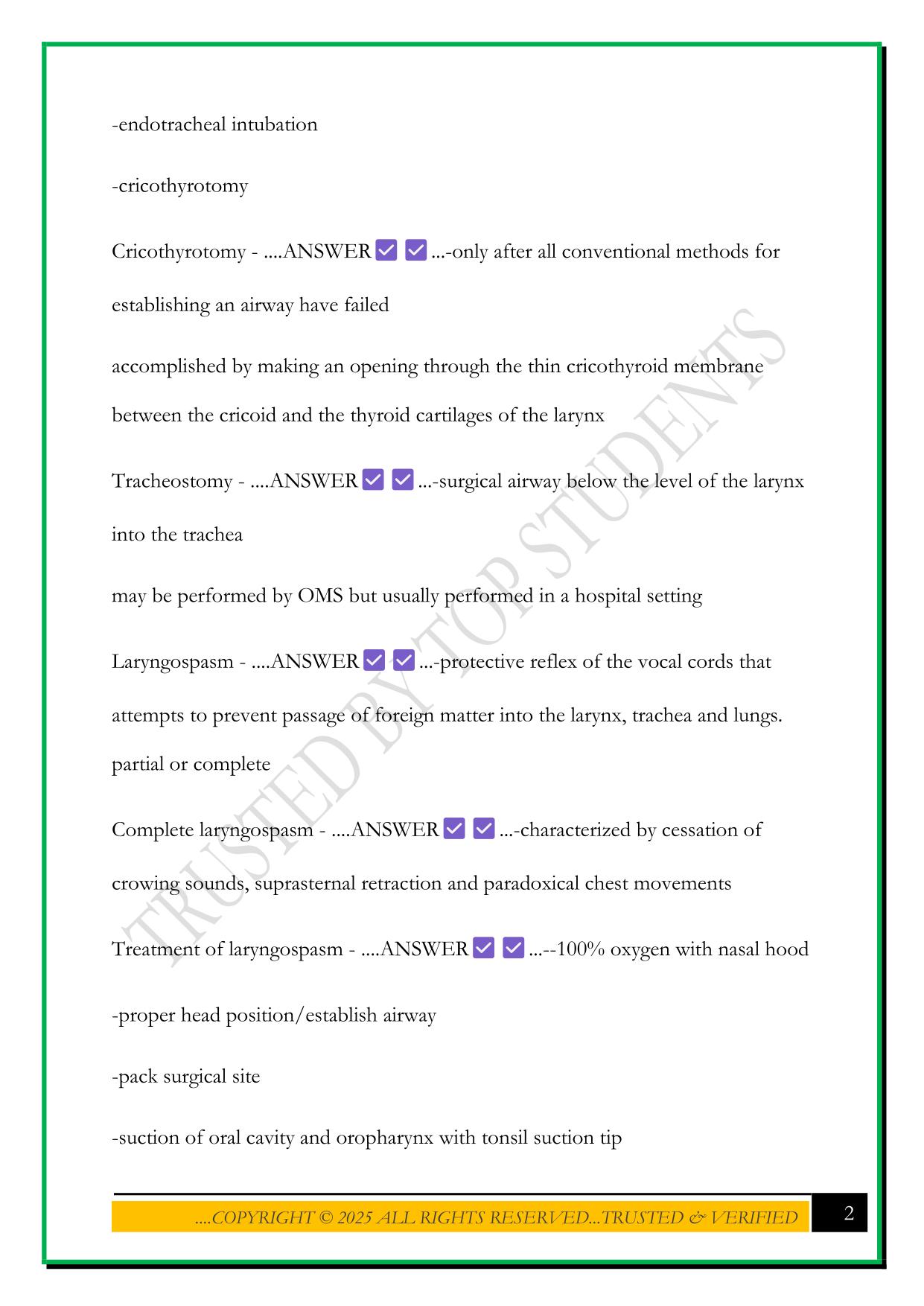 DAANCE MODULE V: OFFICE ANESTHESIA EMERGENCIES EXAM 2025 QUESTIONS AND ANSWERS