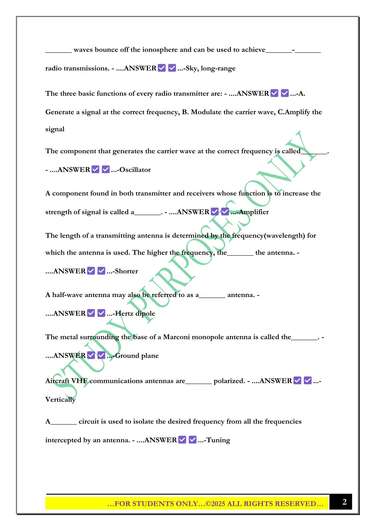Aircraft Avionics Systems Exam 2025 Questions and Answers