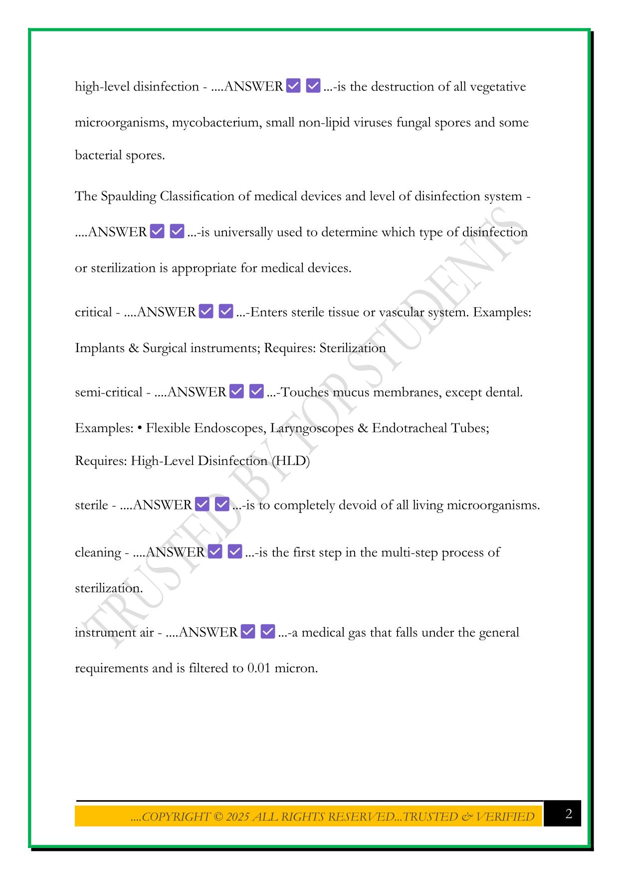 CER FINAL EXAM PREP CHAPTERS 8-15 SPD CESAR EXAM 2025 QUESTIONS AND ANSWERS
