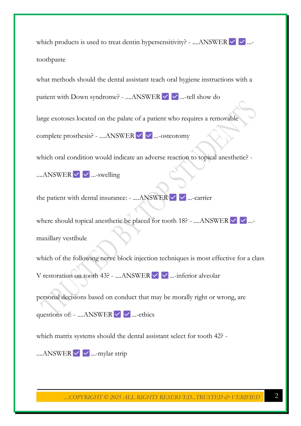 NDAEB PRACTICE TEST QUESTIONS 2025 WITH CORRECT ANSWERS