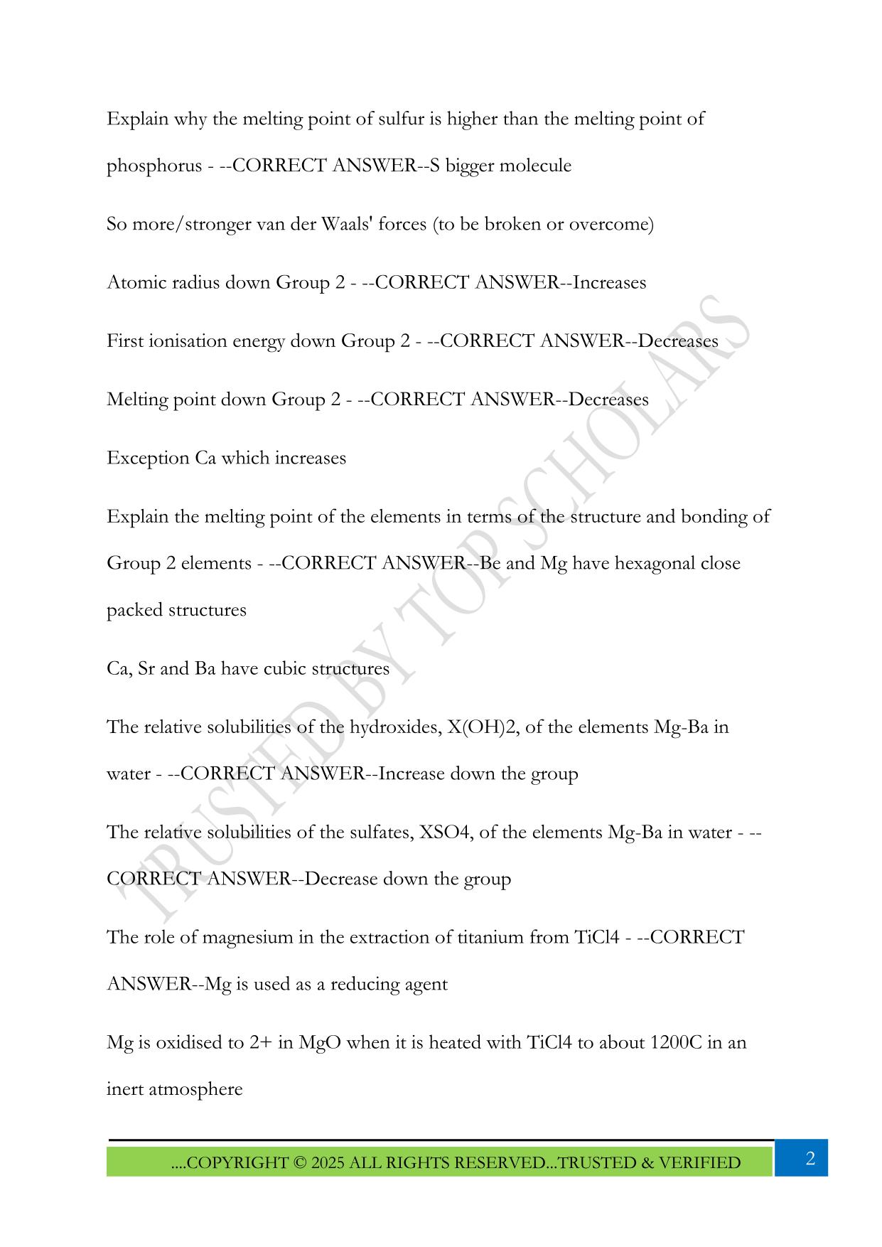 AQA A Level Chemistry- Inorganic chemistry Exam 2025 Questions and Answers