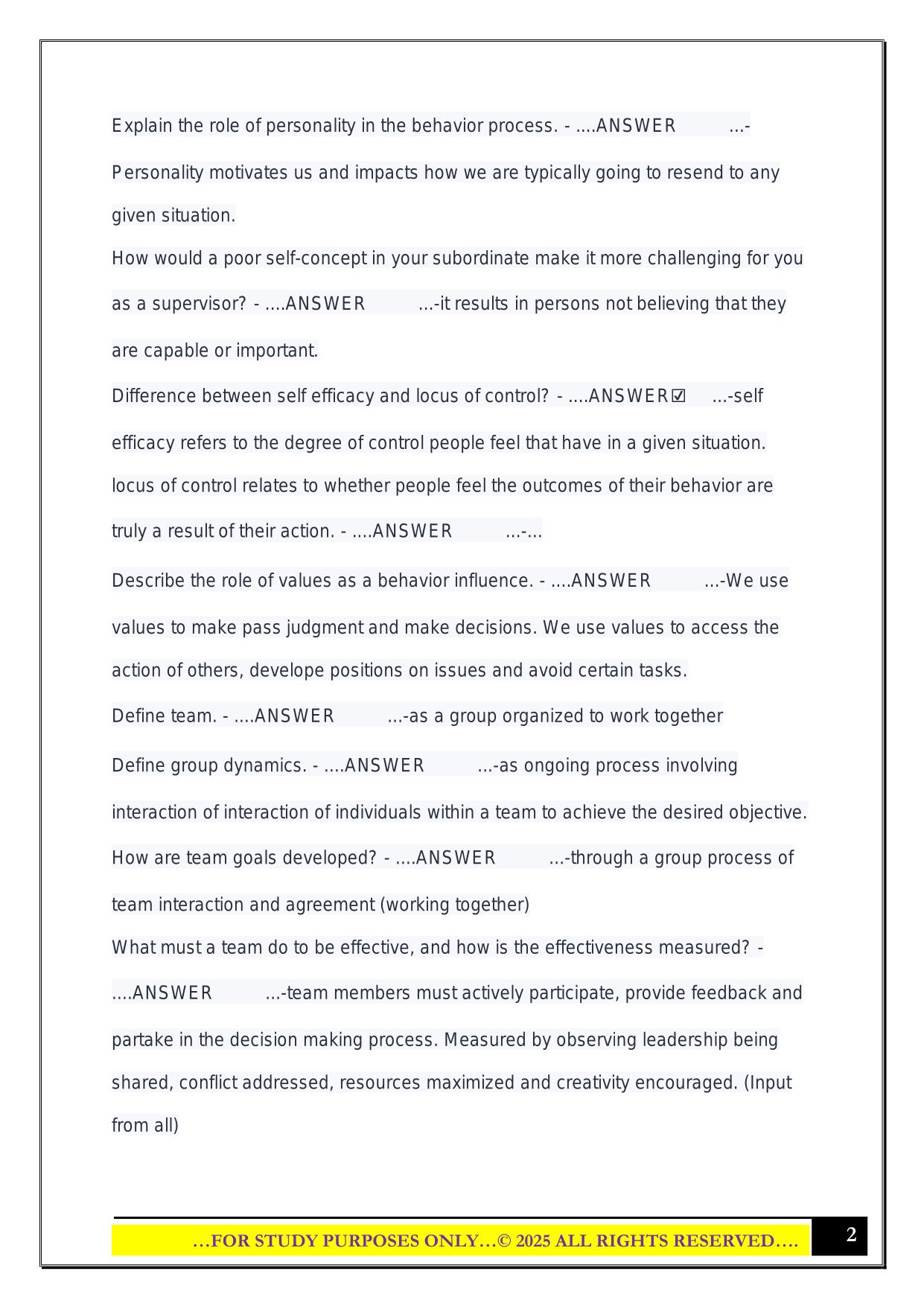 Air Force NCOA Exam 2025 Questions and Answers