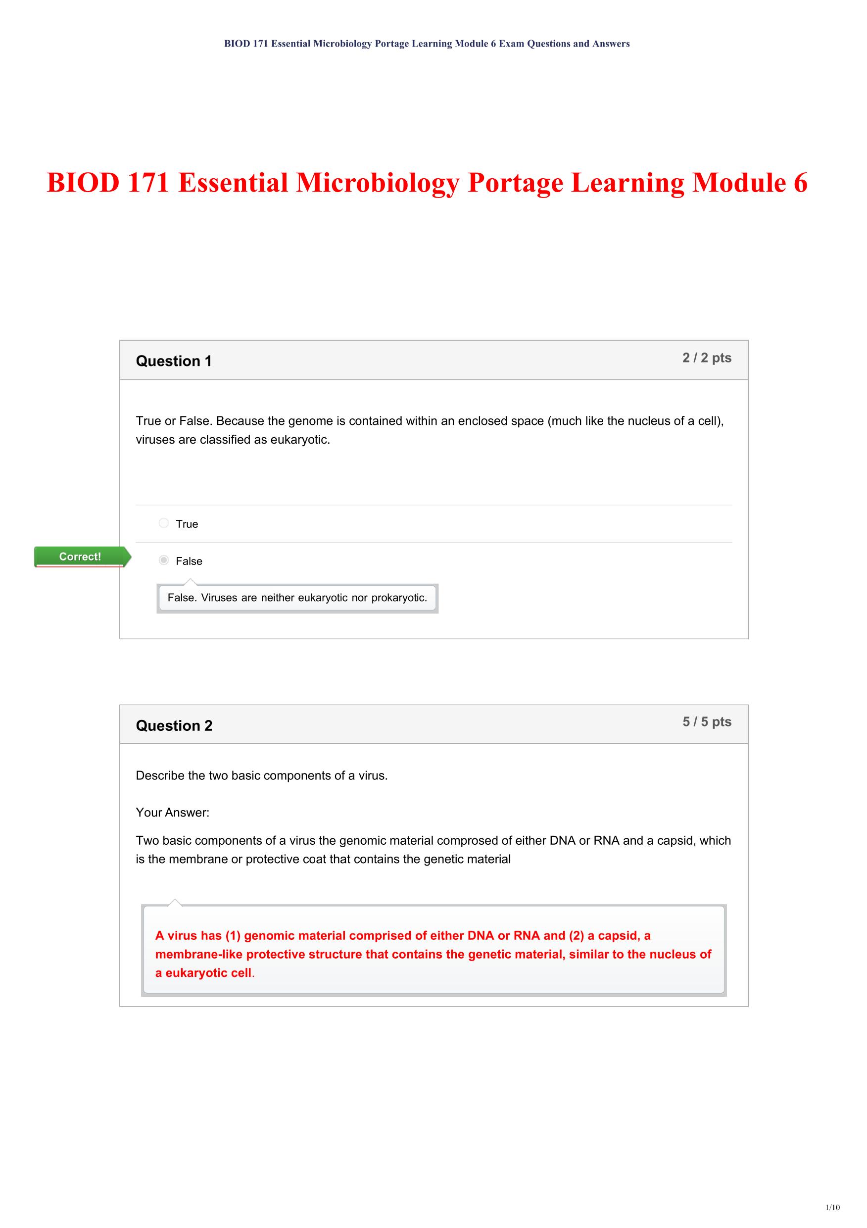BIOD 171 Essential Microbiology Portage Learning Module 6