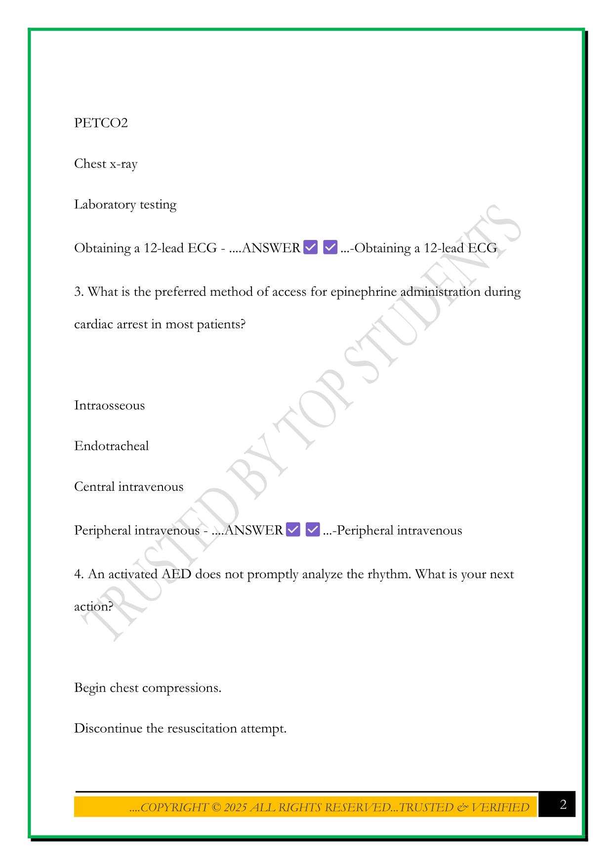 ADVANCED CARDIOVASCULAR LIFE SUPPORT EXAM 2025 QUESTIONS AND ANSWERS