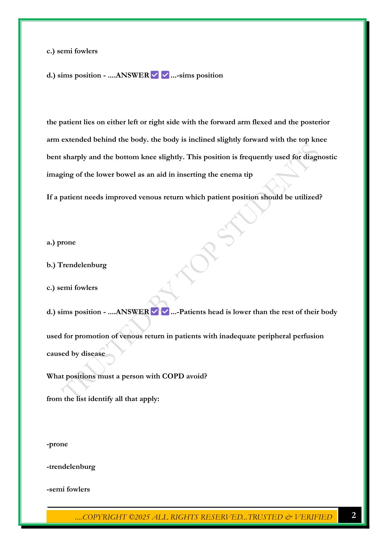 CAMRT - COMBINATION QUESTIONS WITH CORRECT ANSWERS