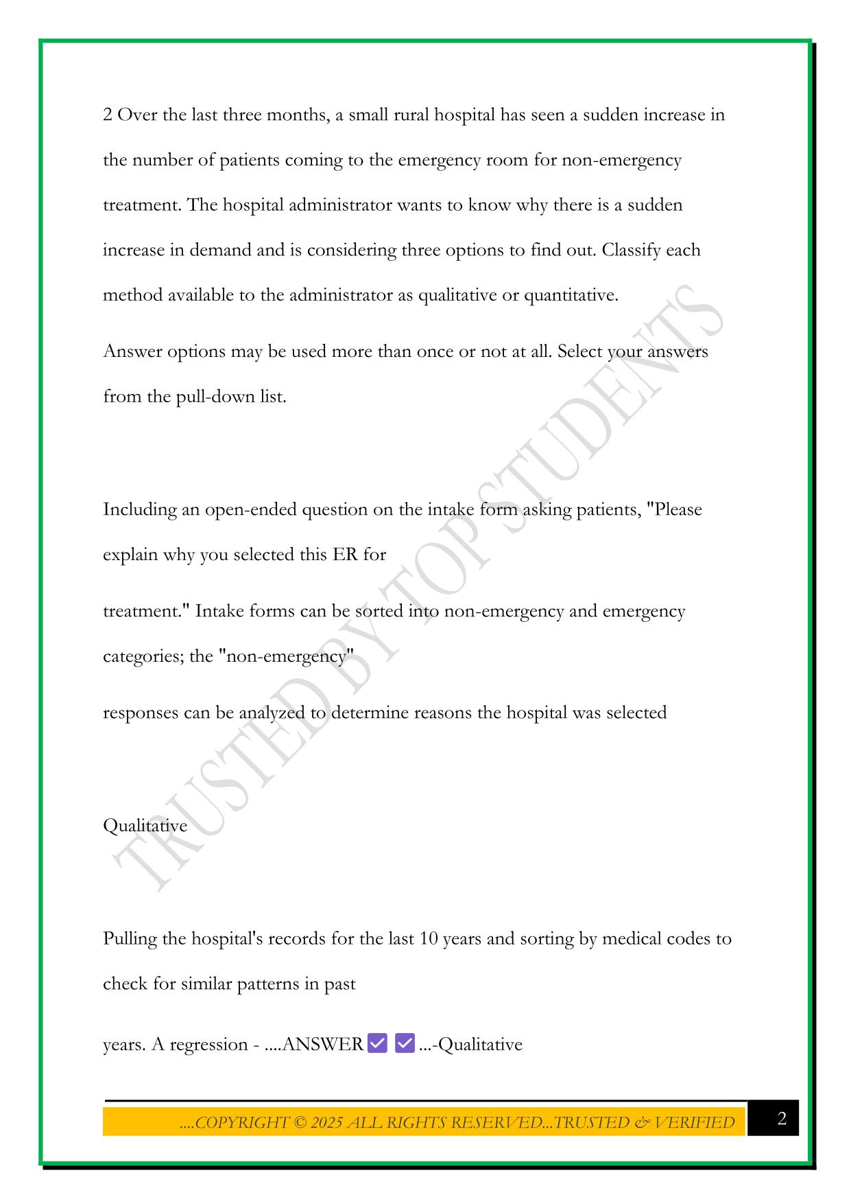 C723 QUANTITATIVE ANALYSIS FOR BUSINESS (PA) EXAM 2025 QUESTIONS AND ANSWERS