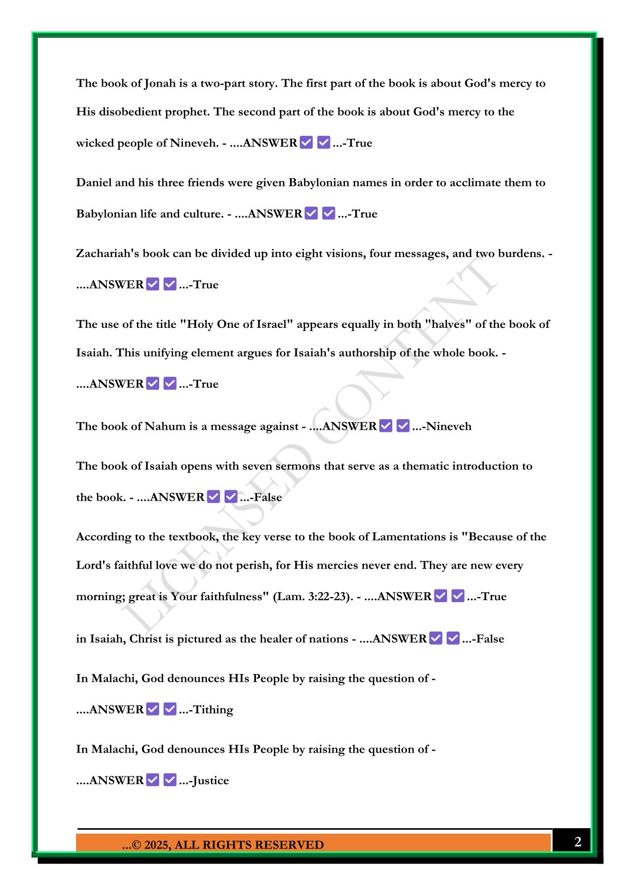 BIBL 104 LUO QUIZ 4 2025 QUESTIONS AND ANSWERS
