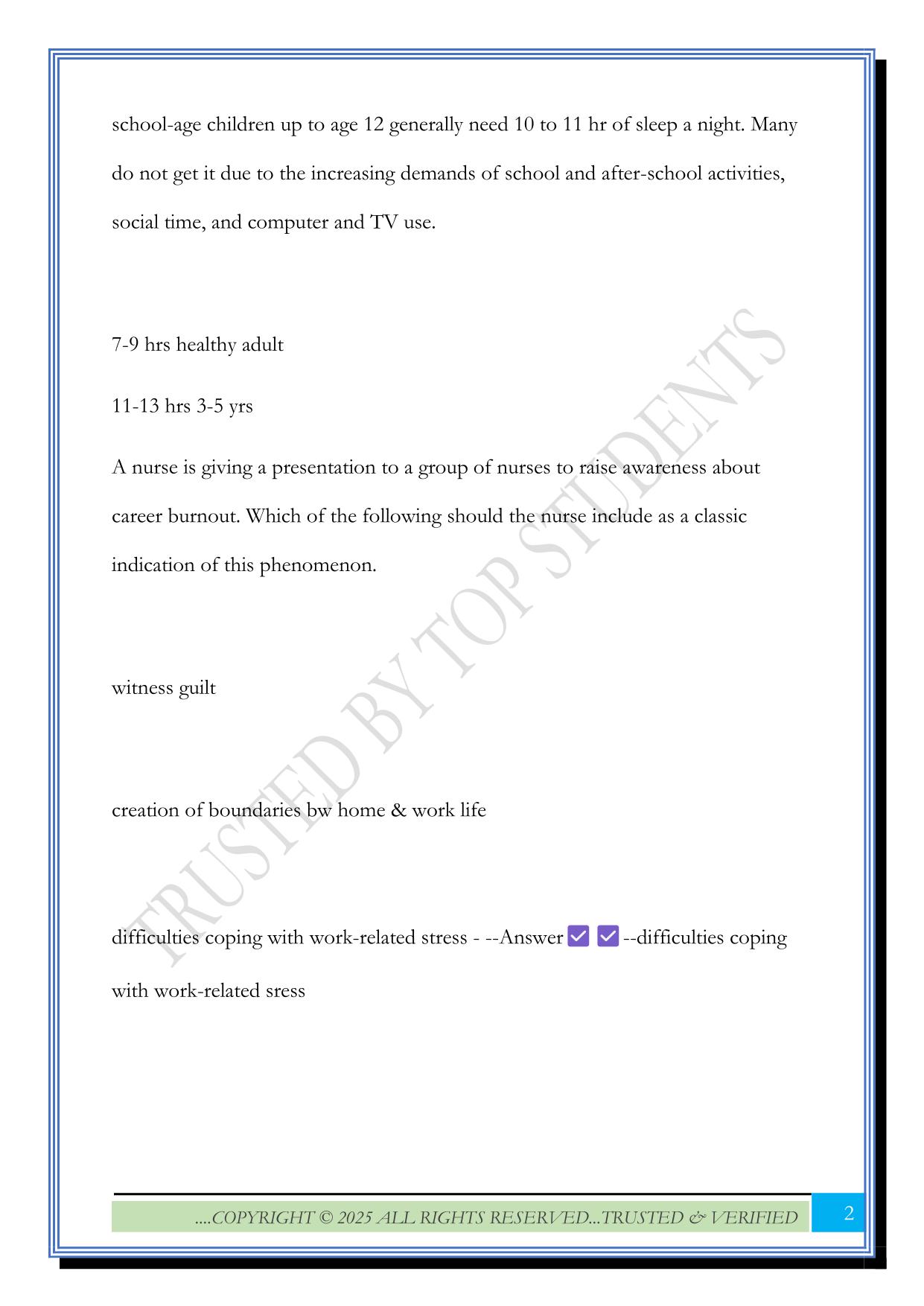 ATI Wellness and Self-Care Exam 2025 Questions and Answers