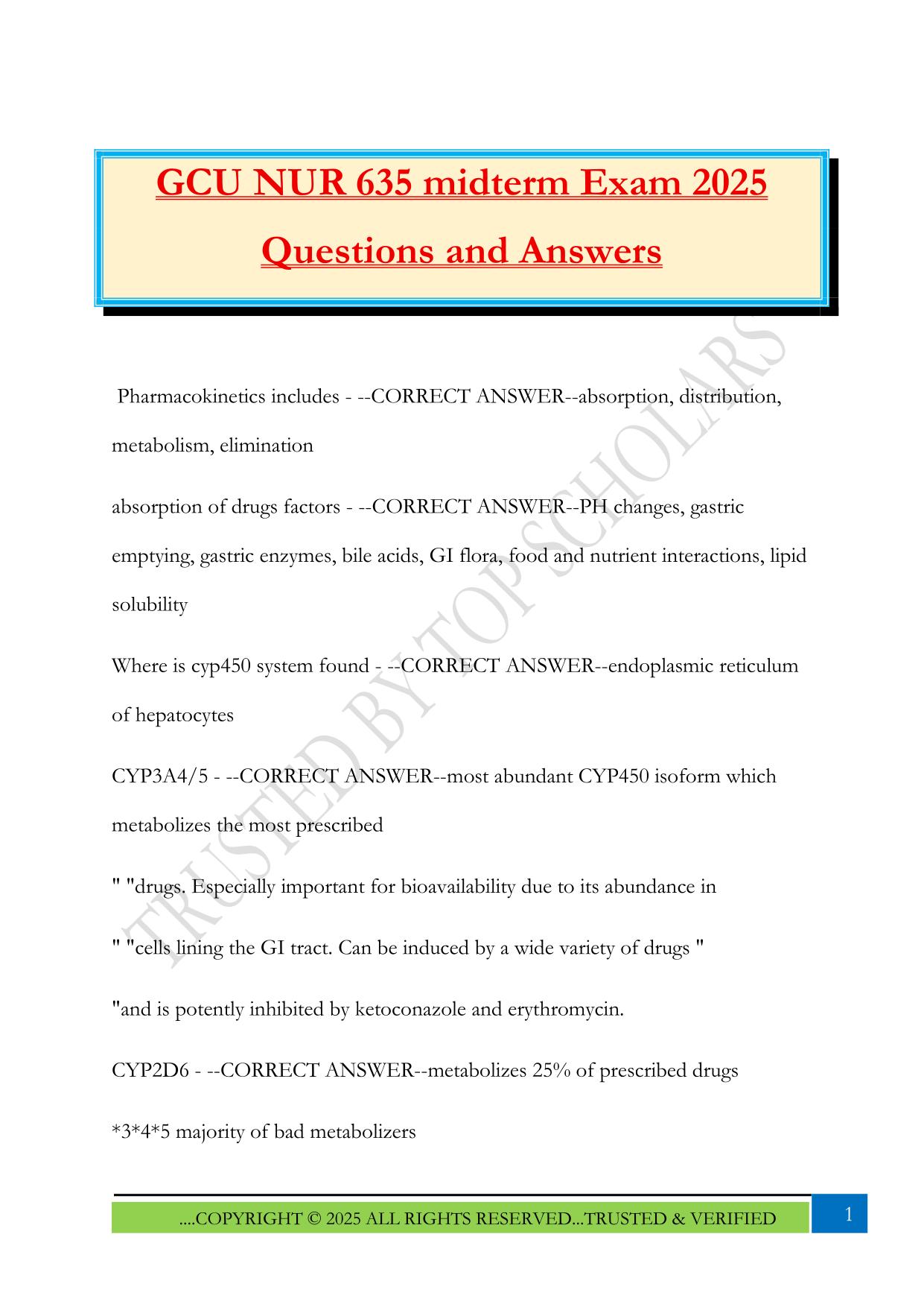 GCU NUR 635 midterm Exam 2025 Questions and Answers