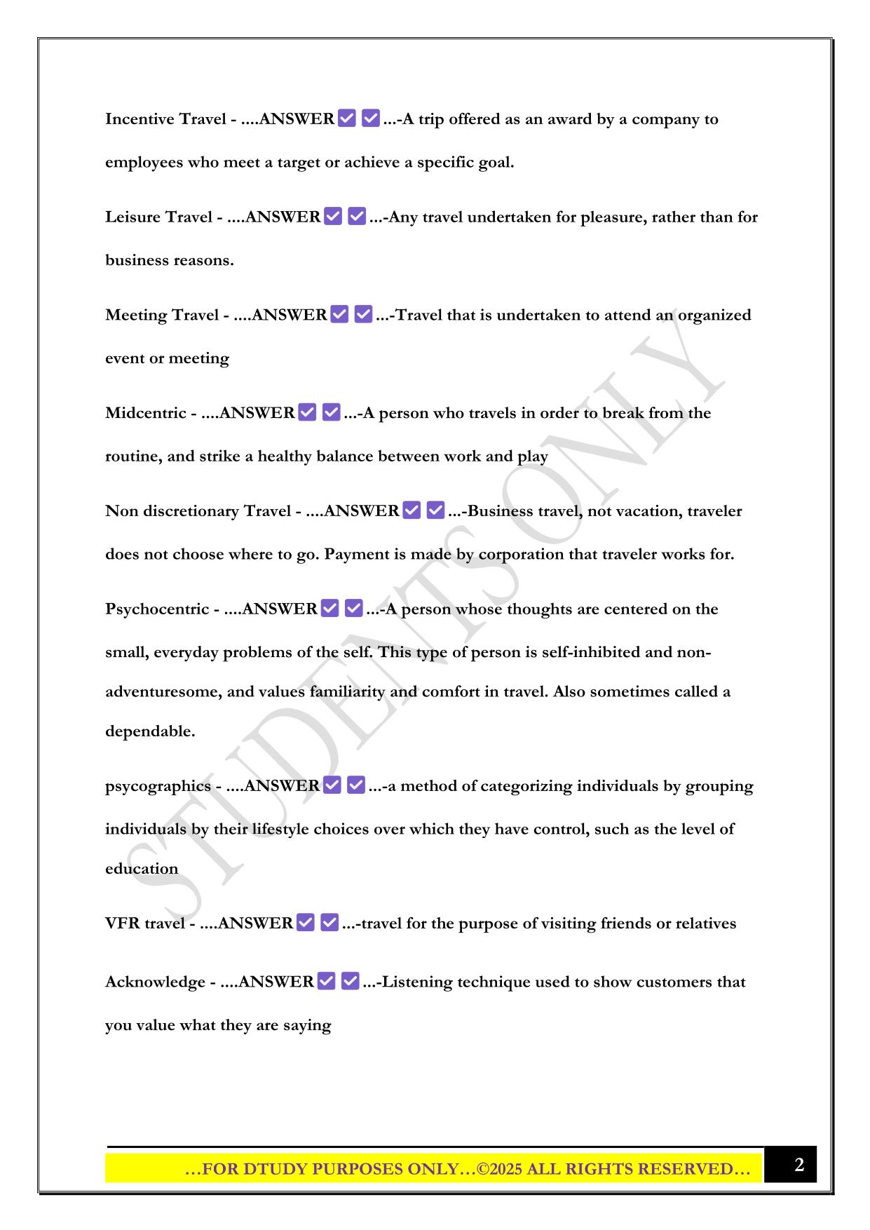 CERTIFIED TRAVEL ASSOCIATE EXAM 2025 QUESTIONS AND ANSWERS