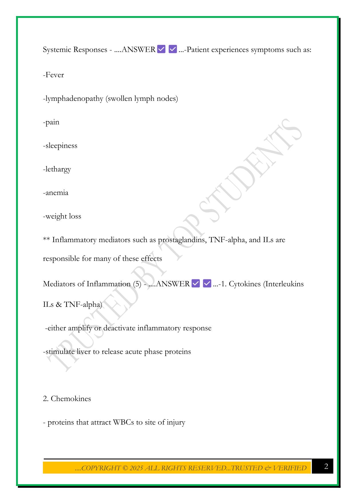 NUR 376 PATHOPHYSIOLOGY EXAM 1 2025 QUESTIONS AND ANSWERS
