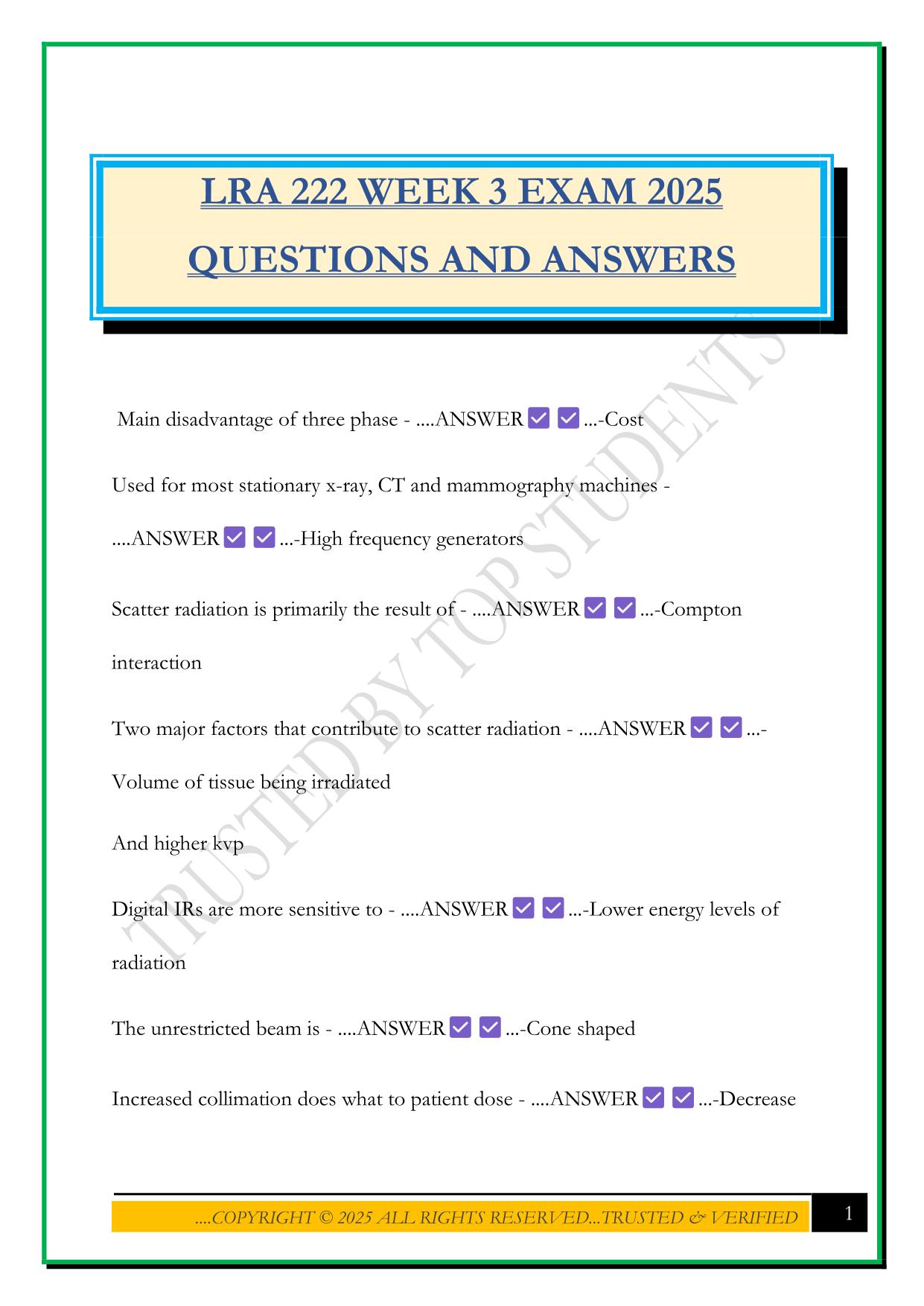 LRA 222 WEEK 3 EXAM 2025 QUESTIONS AND ANSWERS