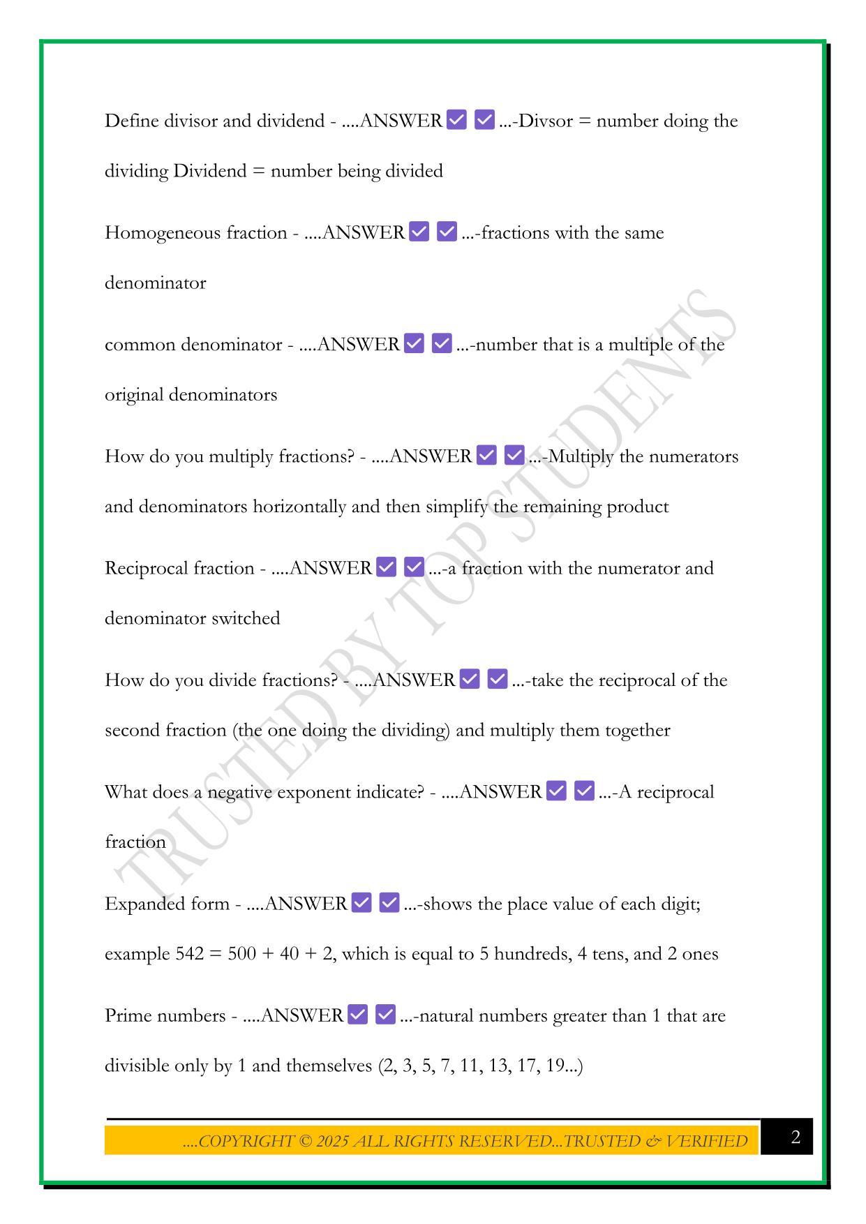 TEXES CORE SUBJECTS EC-6 (291) – MATH EXAM 2025 QUESTIONS AND ANSWERS