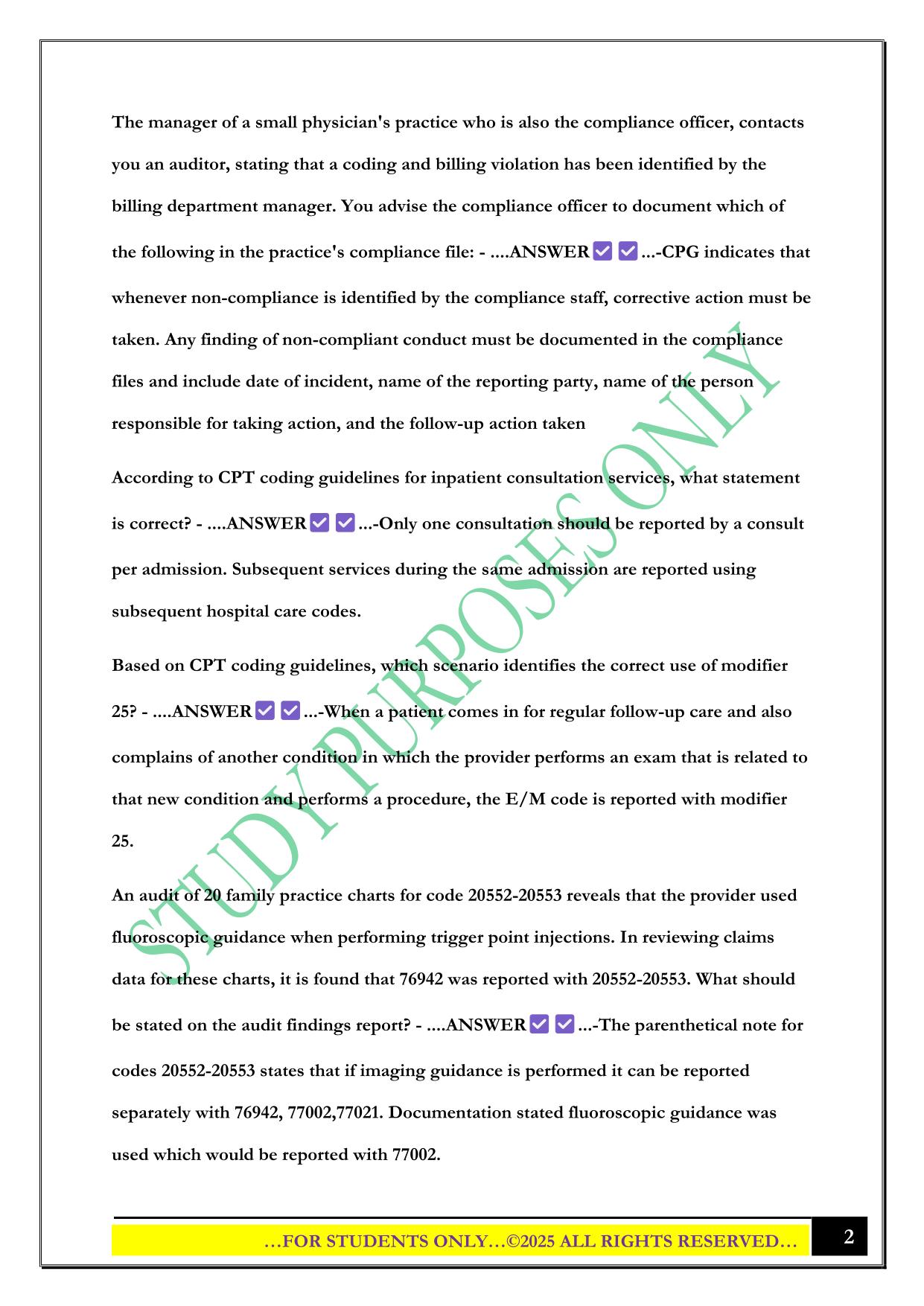 CPMA Study Guide 2025 Questions and Answers