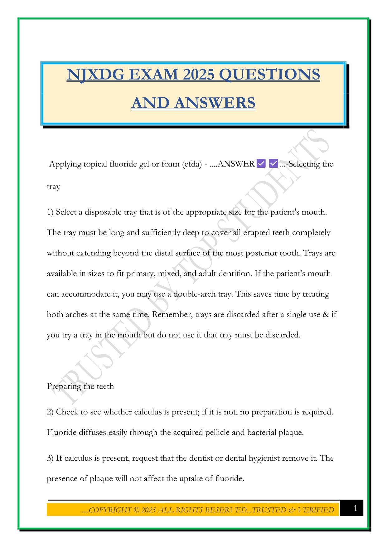 NJXDG EXAM 2025 QUESTIONS AND ANSWERS