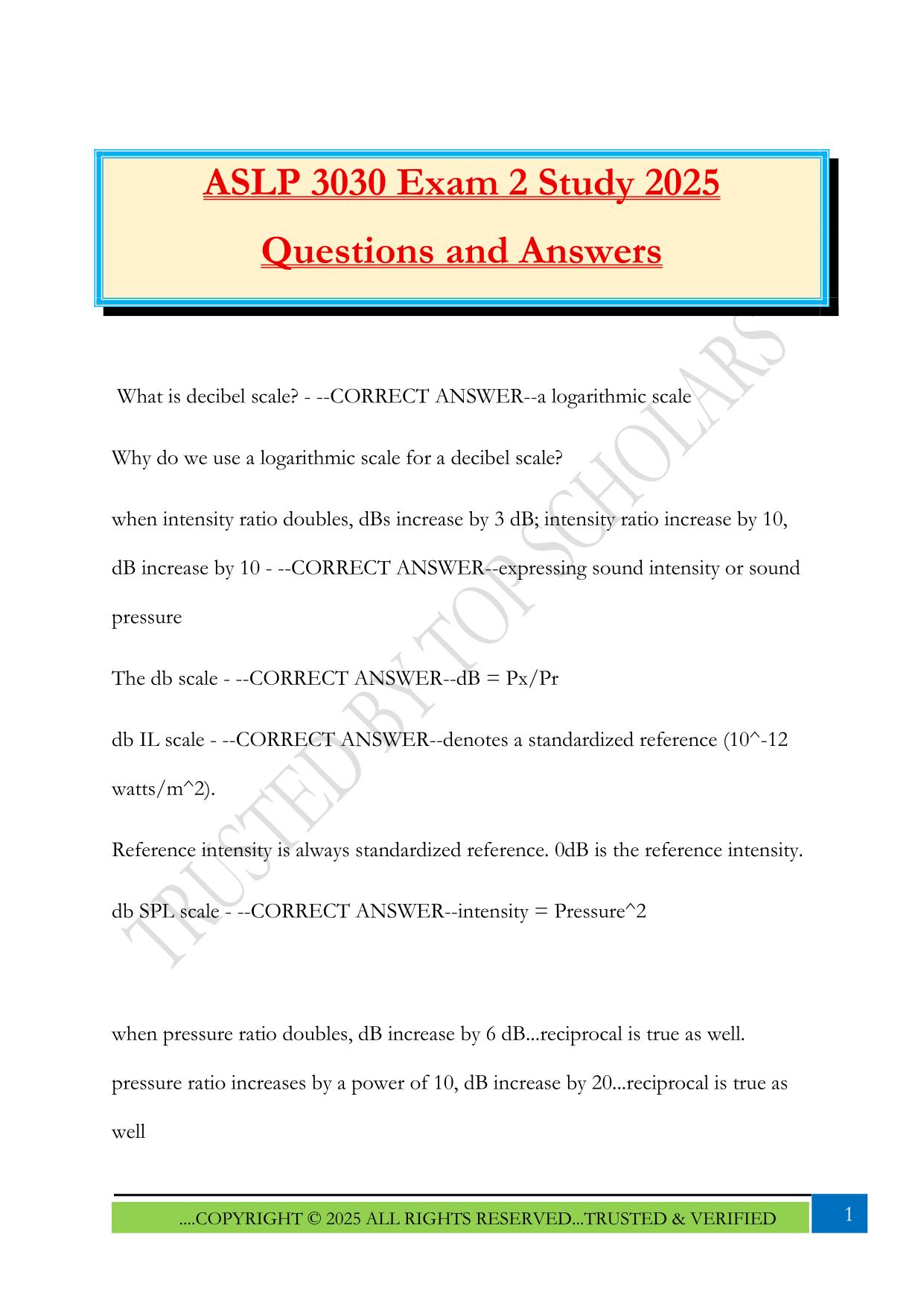 ASLP 3030 Exam 2 Study 2025 Questions and Answers