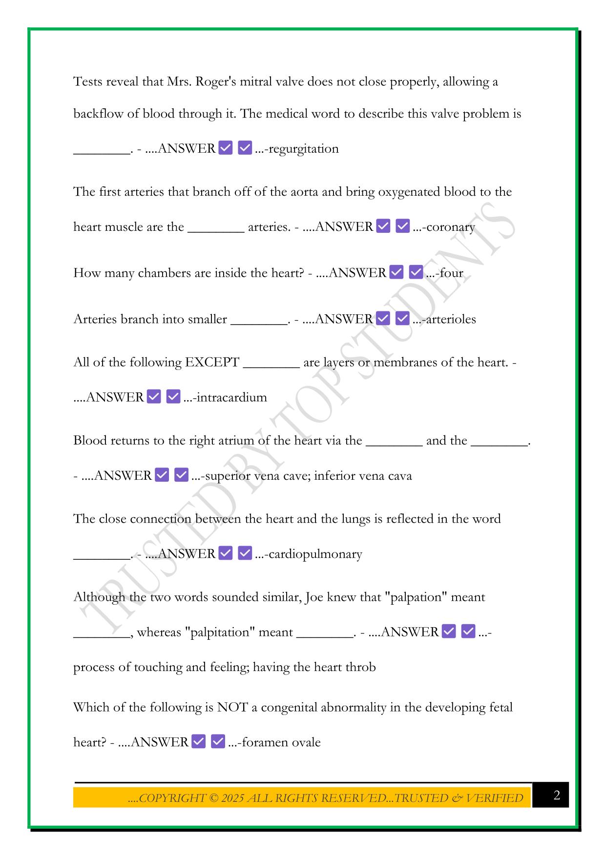 MCPHS- MEDICAL TERMINOLOGY TEST #2 2025 QUESTIONS AND ANSWERS