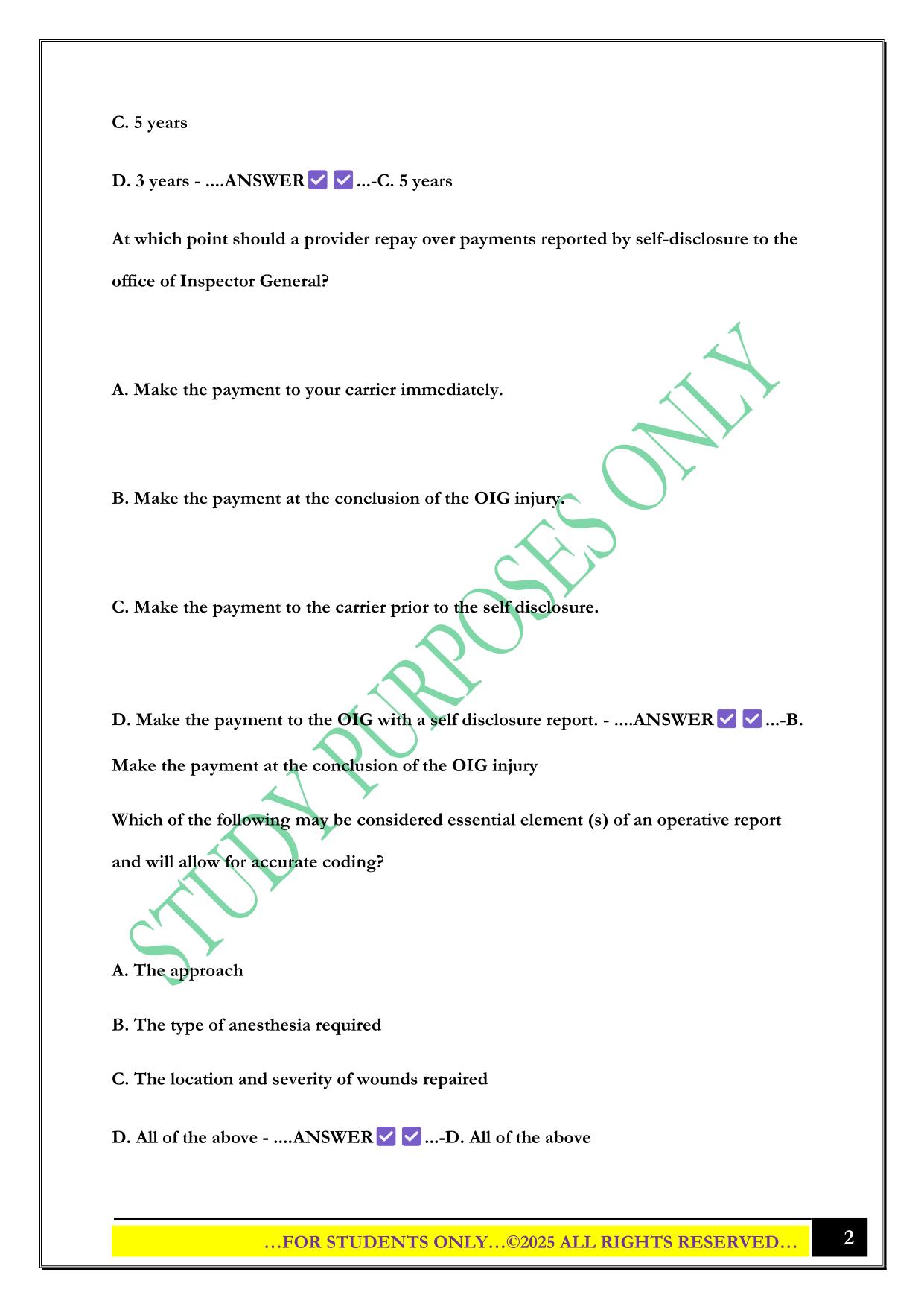 CPMA Exam 2025 Questions and Answers