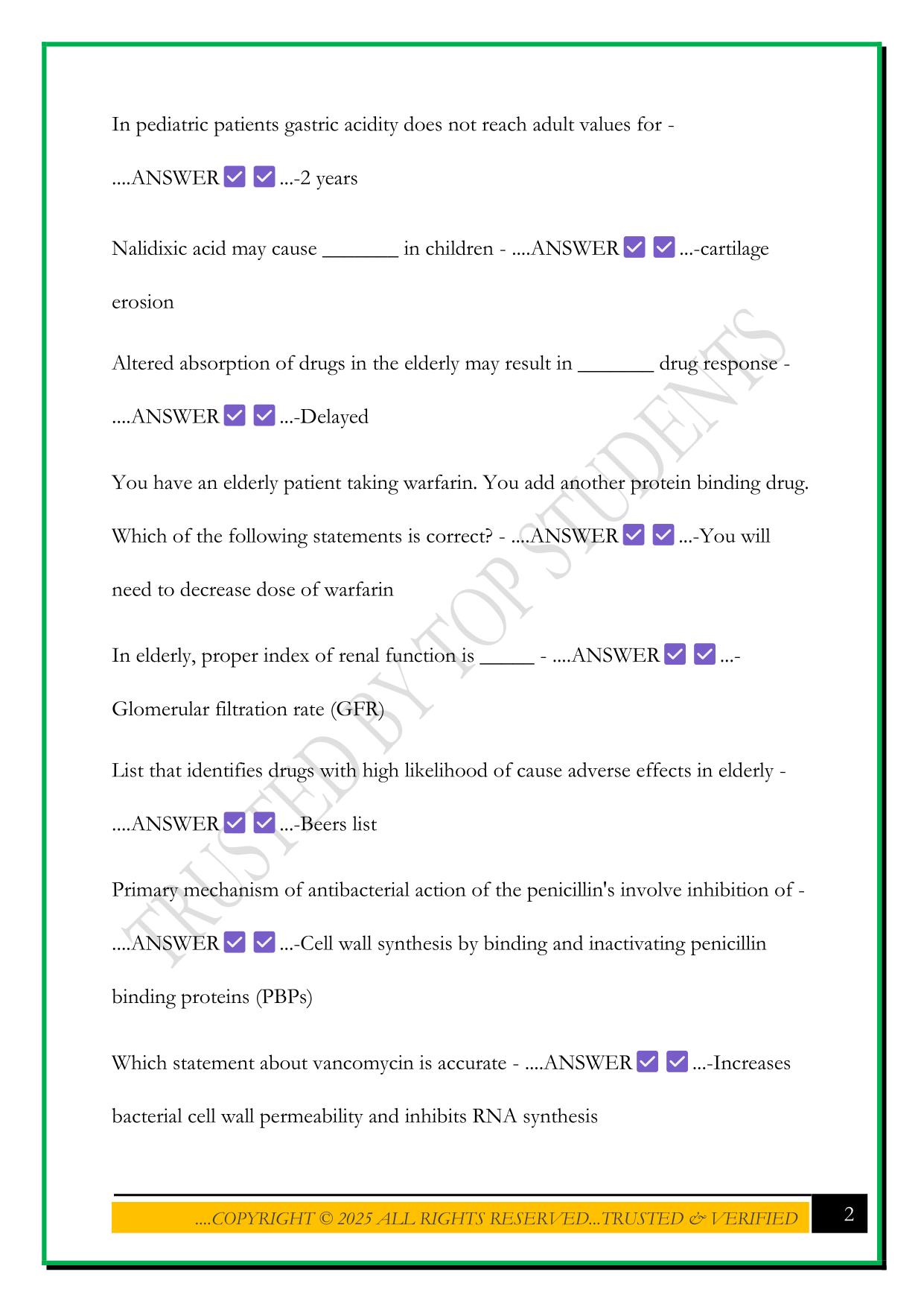 NURS 5334 - ANTIMICROBIAL RECALL QUIZ 2025 QUESTIONS AND ANSWERS