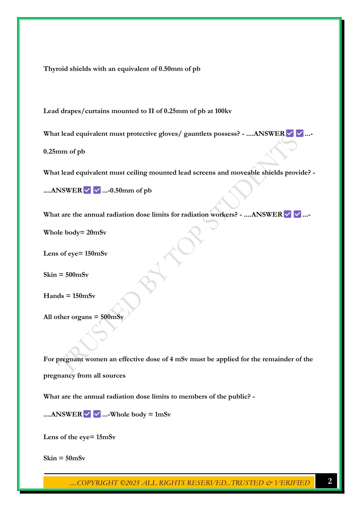 CAMRT EXAM 2025 QUESTIONS AND ANSWERS