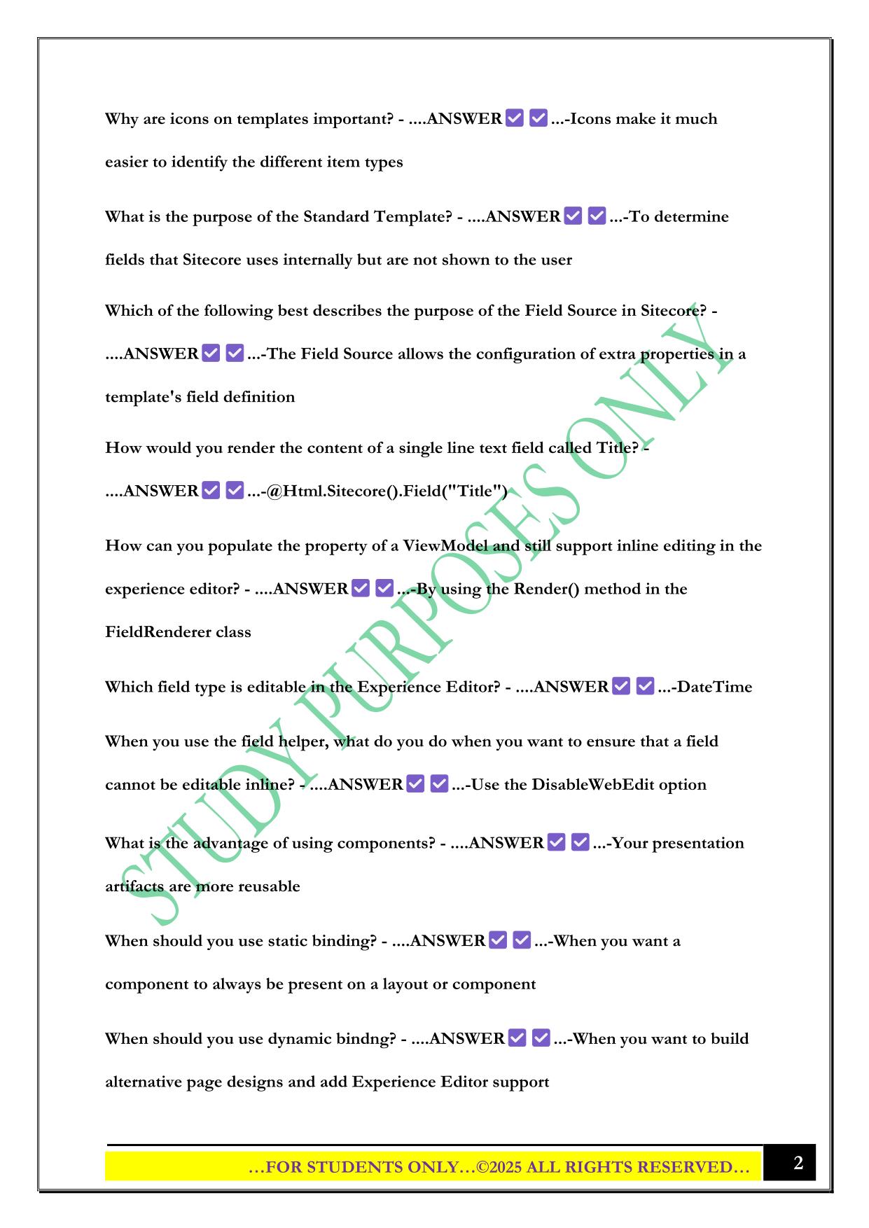 Sitecore Certification Study Guide 2025 Questions and Answers