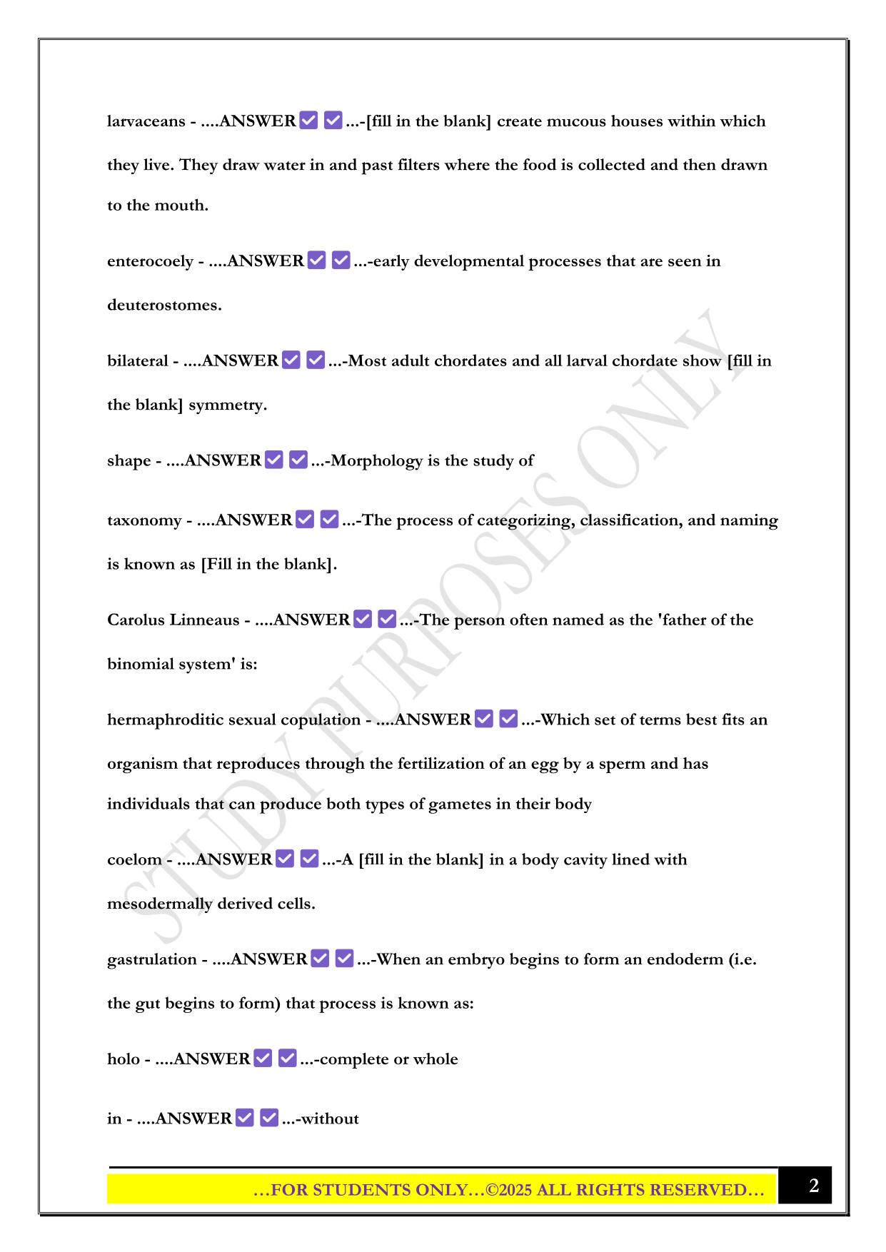 BIOL 322 Exam 1 2025 Questions and Answers